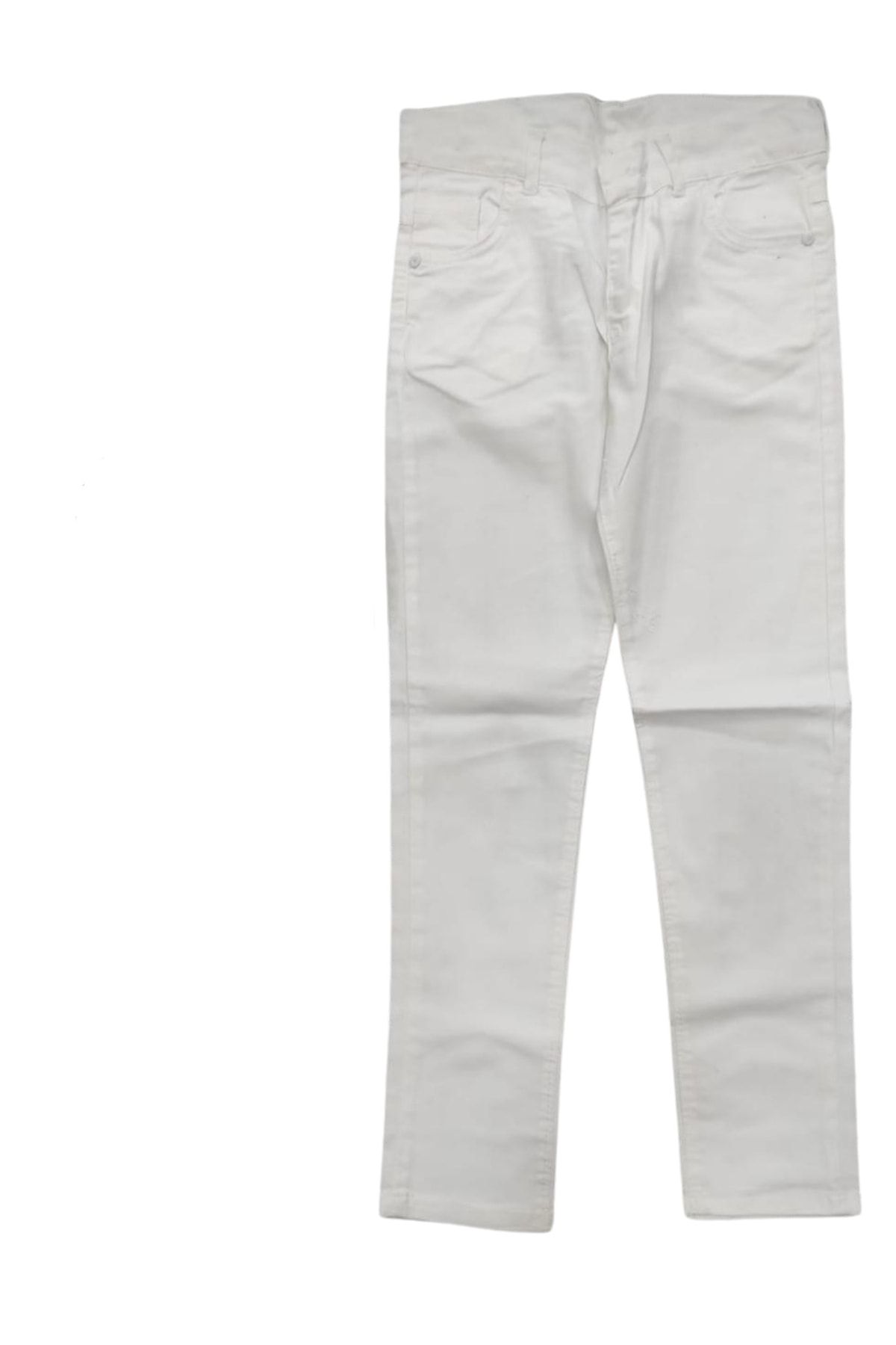 Tuğranes Çocuk Beyaz Dar Paça Full Likralı Pantolon