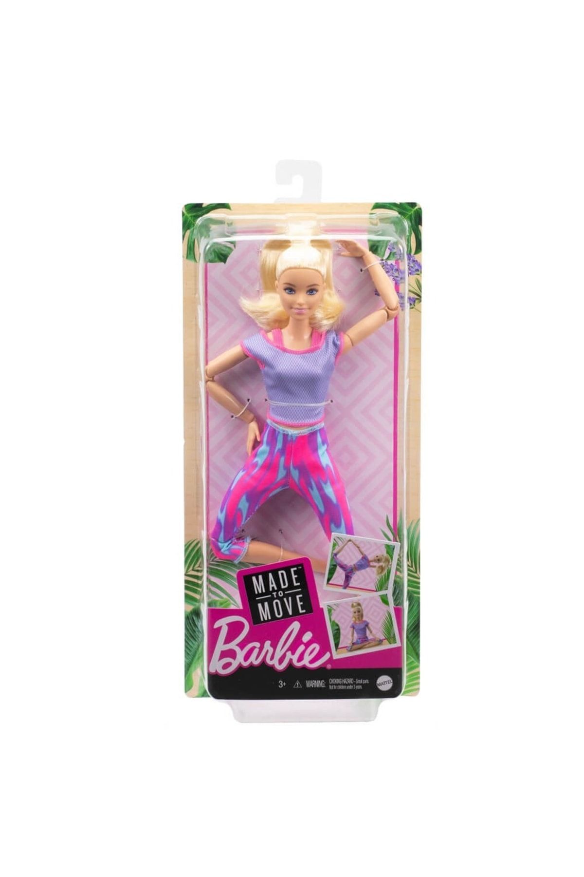 Mattel Mattel Barbie Sonsuz Hareket Bebeği Sarışın Desenli Taytlı