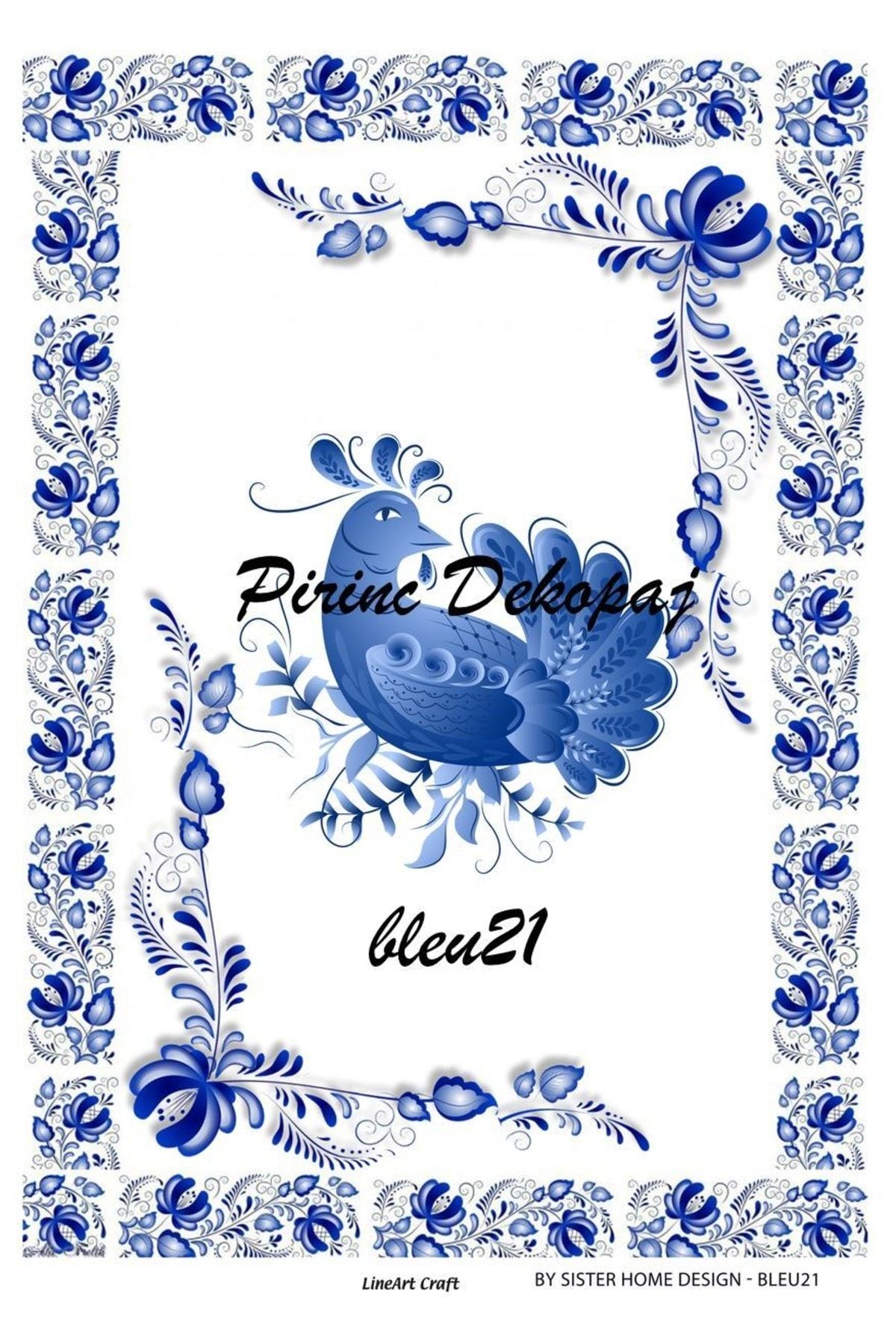 Lineart Bleu Blach Desen Pirinç Dekopaj Kağıdı - 21