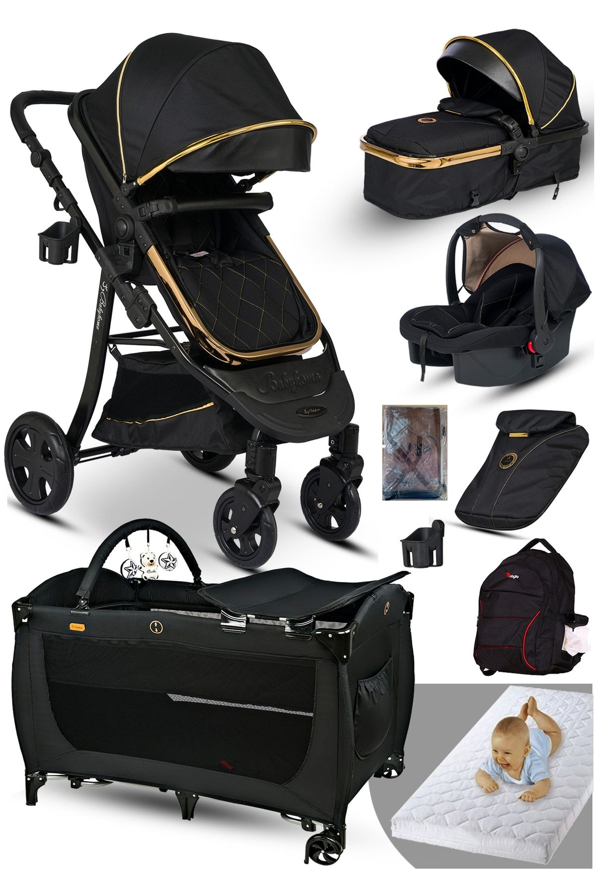 Baby Home 9 İn 1 Yeni Ekonomi Paket 985 Travel Sistem Bebek Arabası 560 Oyun Parkı Park Yatak Beşik