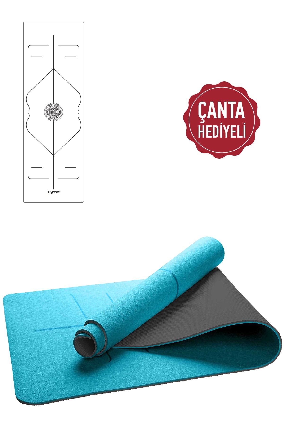 Gymo Hizalamalı 6mm Tpe Yoga Matı Pilates Minderi Taşıma Çantalı