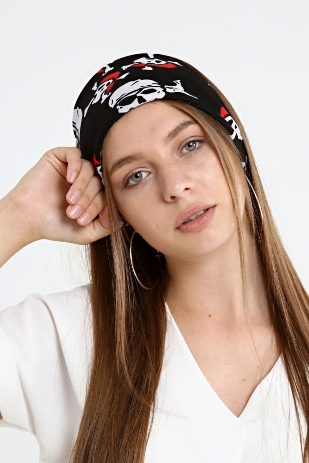 michaeller Bandana Korsan Pirate %100 Pamuklu Siyah Kırmızı