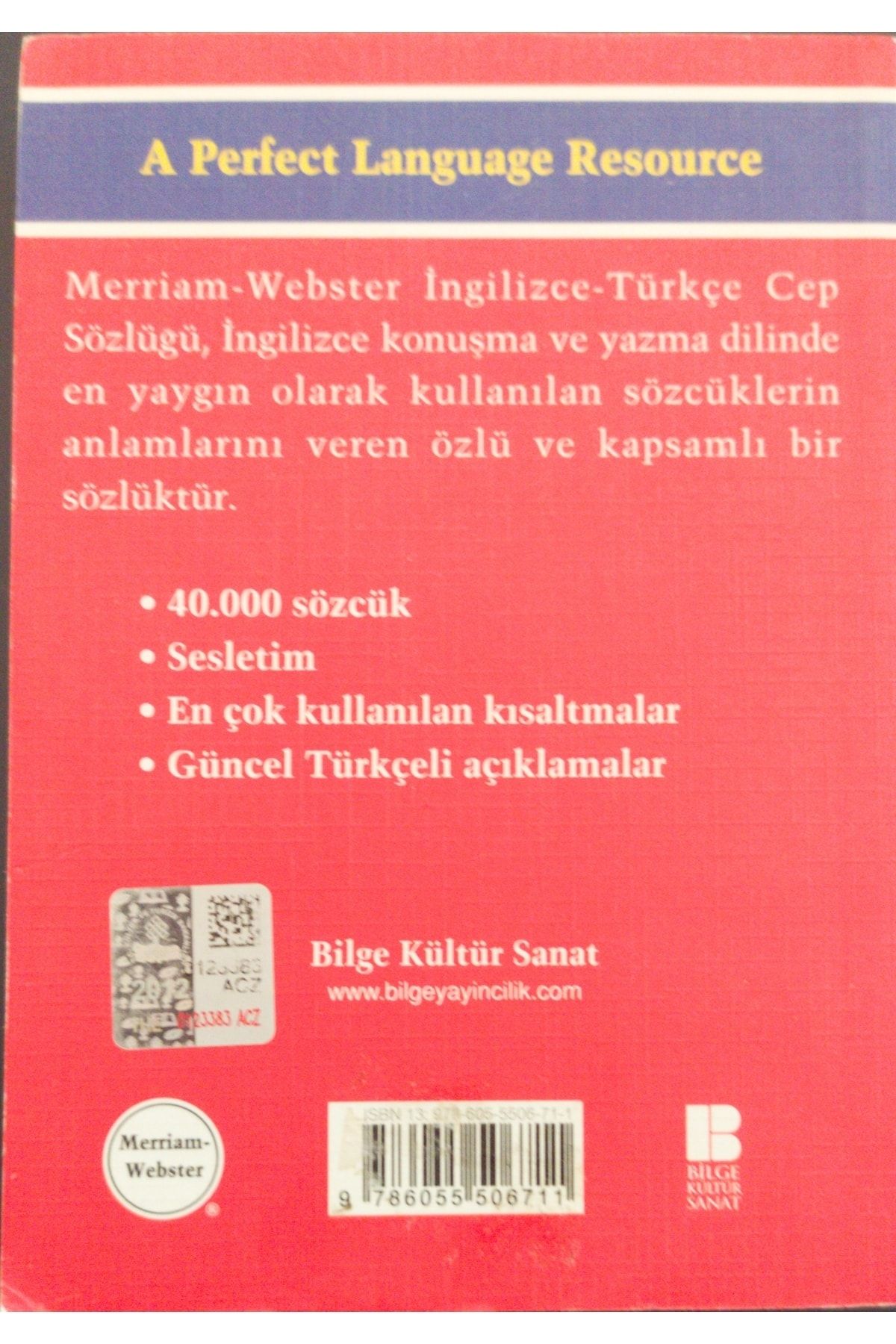 Bilge Kültür Sanat Merriam Webster's Pocket Dictionary English-turkish