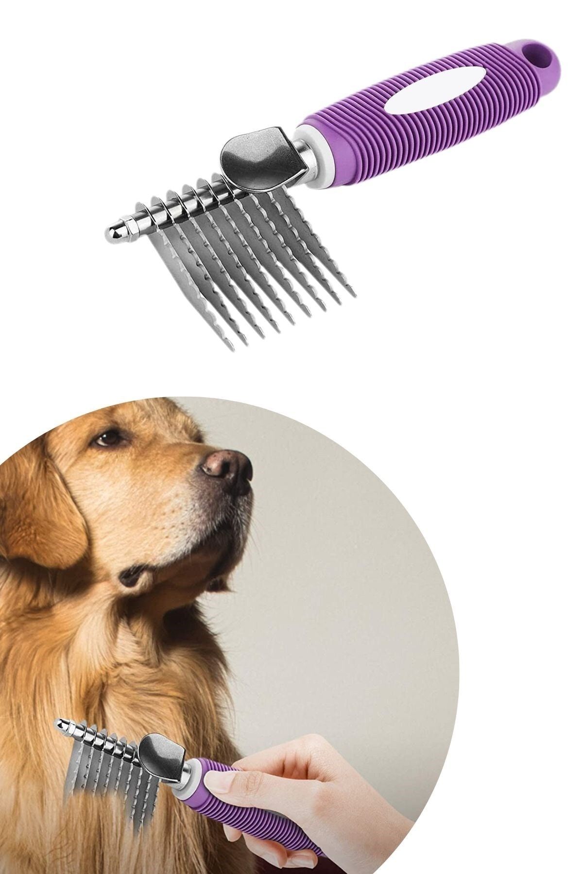 Buffer ® Düğüm Açıcı Pet Fırçası Emniyetli Uzun Ve Çelik Dişli Kedi Köpek Tüy Kıtık Açma Tarağı