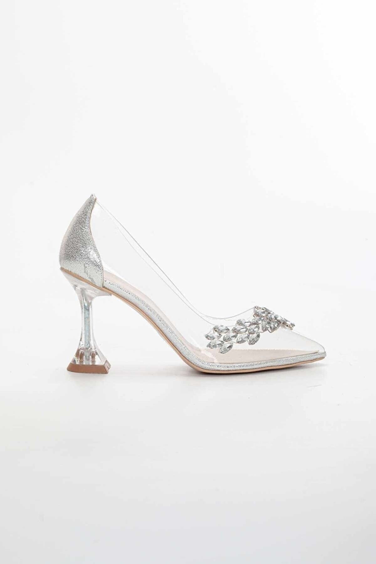 Seher Cinderella Taş Işlemeli Şeffaf Topuklu Kadın Ayakkabı