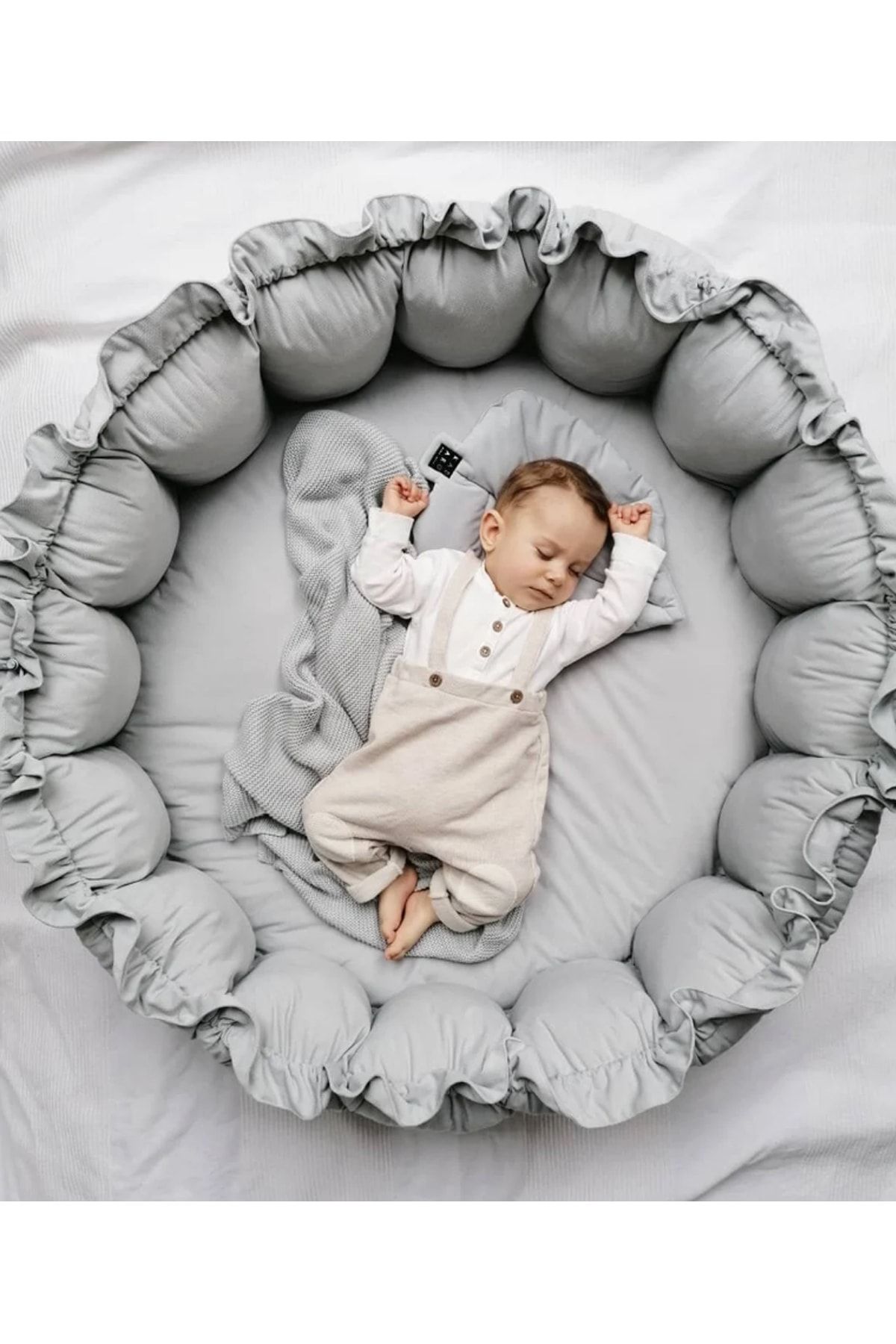 Jaju Baby Nest Gri Açılır - Kapanır Oyun Minderi Jaju-babynest Bebek Yatağı Play Nest Bebek Yuvası