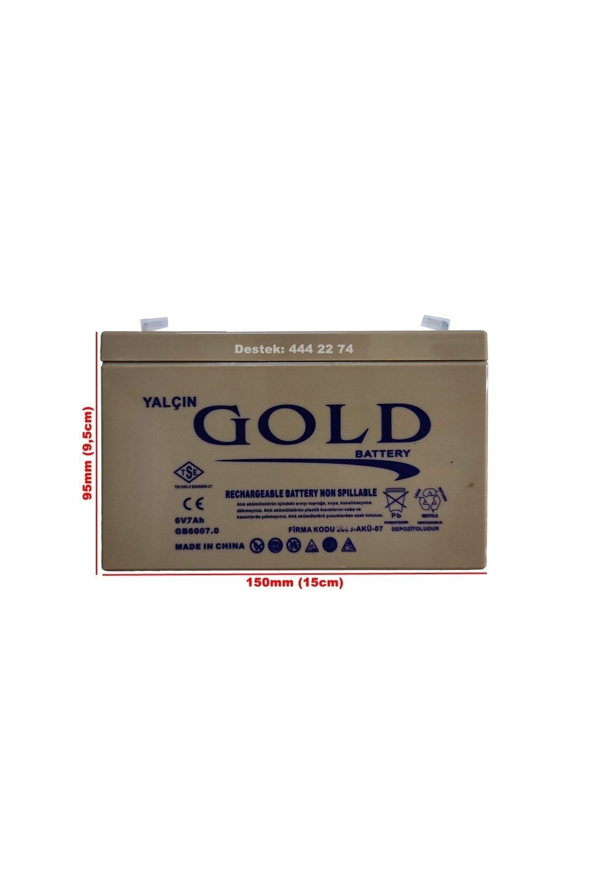 Data Güvenlik Gold 6v 7ah Bakımsız Kuru Akü - 6 Volt 7 Amper - 2022 Üretim