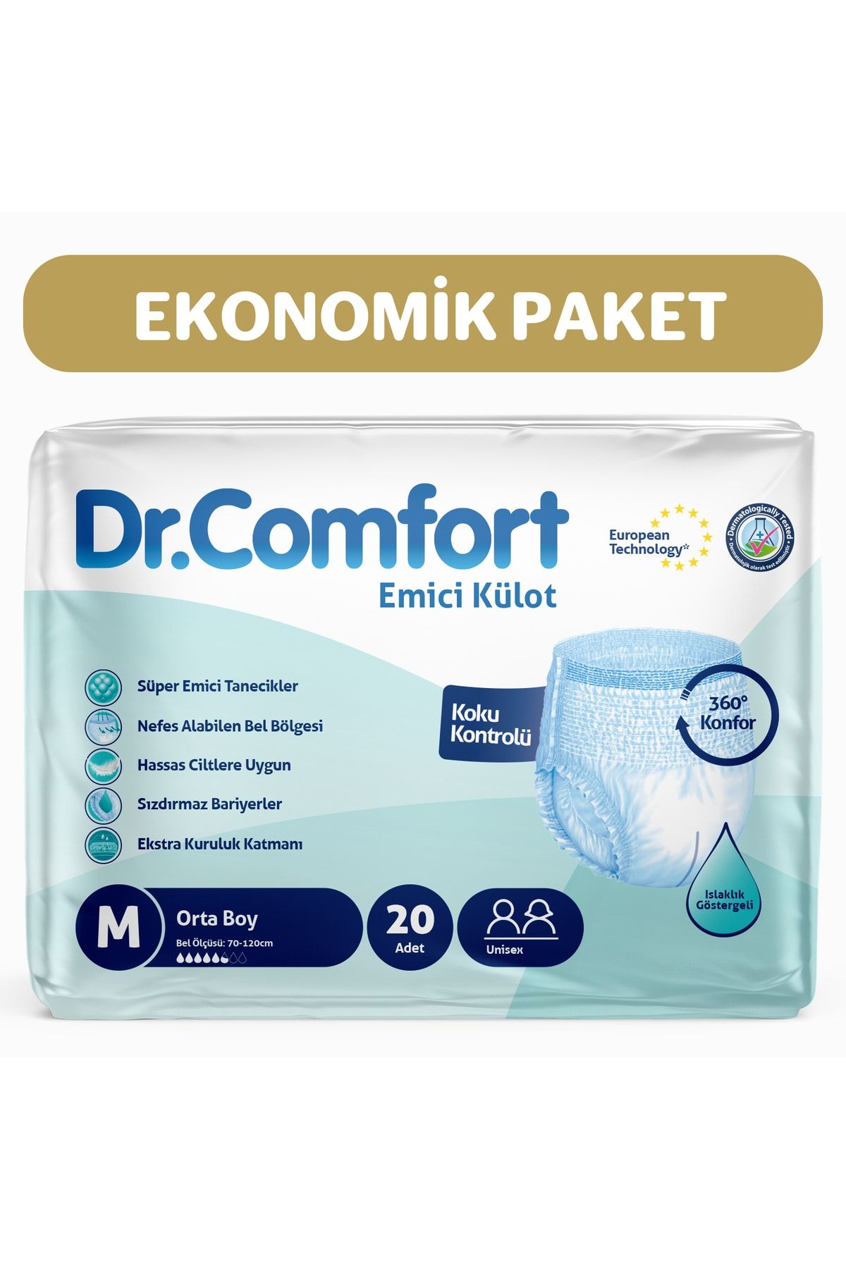 Dr.Comfort Yetişkin Emici Külot Medium 10'lu 2 Paket 20 Adet