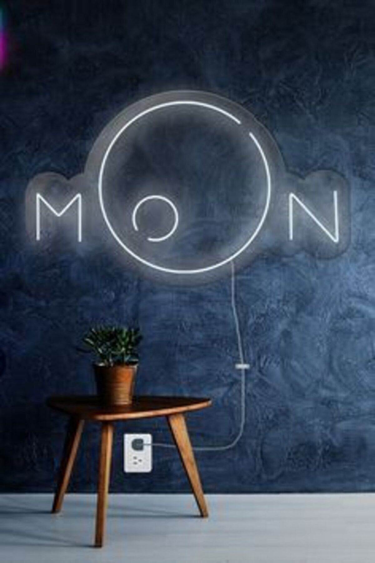 SMİLE CONCEPT Ay Figürü Moon - Neon Led Dekoratif Duvar Yazısı Tabelası Aydınlatması Gece Lambası