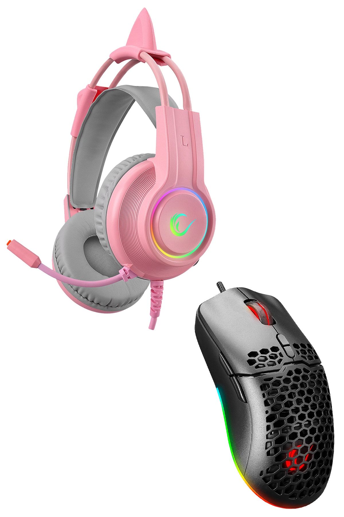 Rampage X Cute Girl Pink Gaming Oyuncu Set (x-catty 7.1 Rgb Oyuncu Kulaklık - X-titan 7200dpı  Uyumlu
