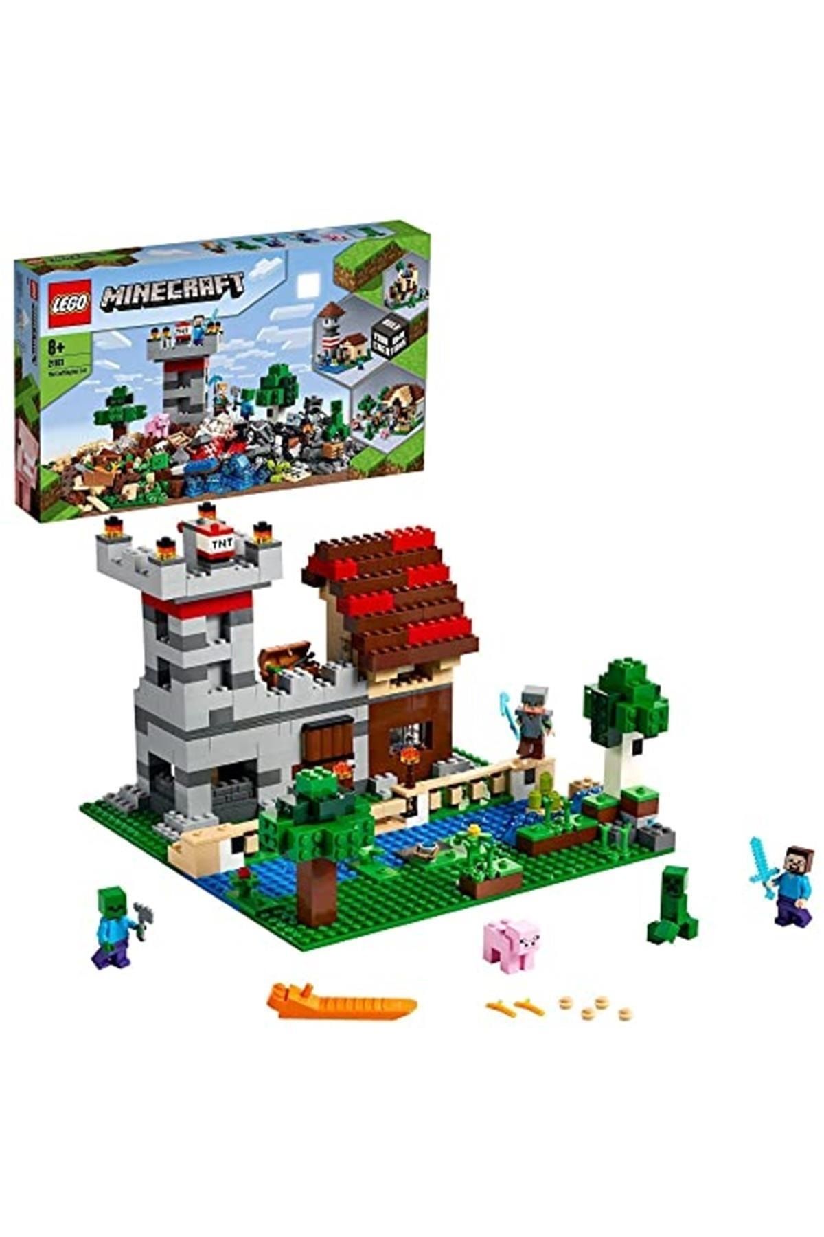 LEGO Minecraft Çalışma Kutusu  Minecraft Kale Ve Çiftlik Yapım Seti, Yapım Oyuncağı Ile