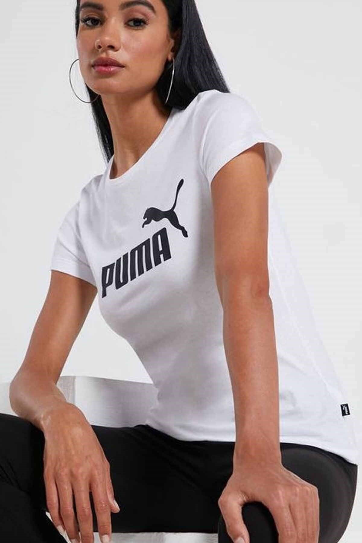 Puma 586774-02 Ess Logo Tee Kadın T-shirt White