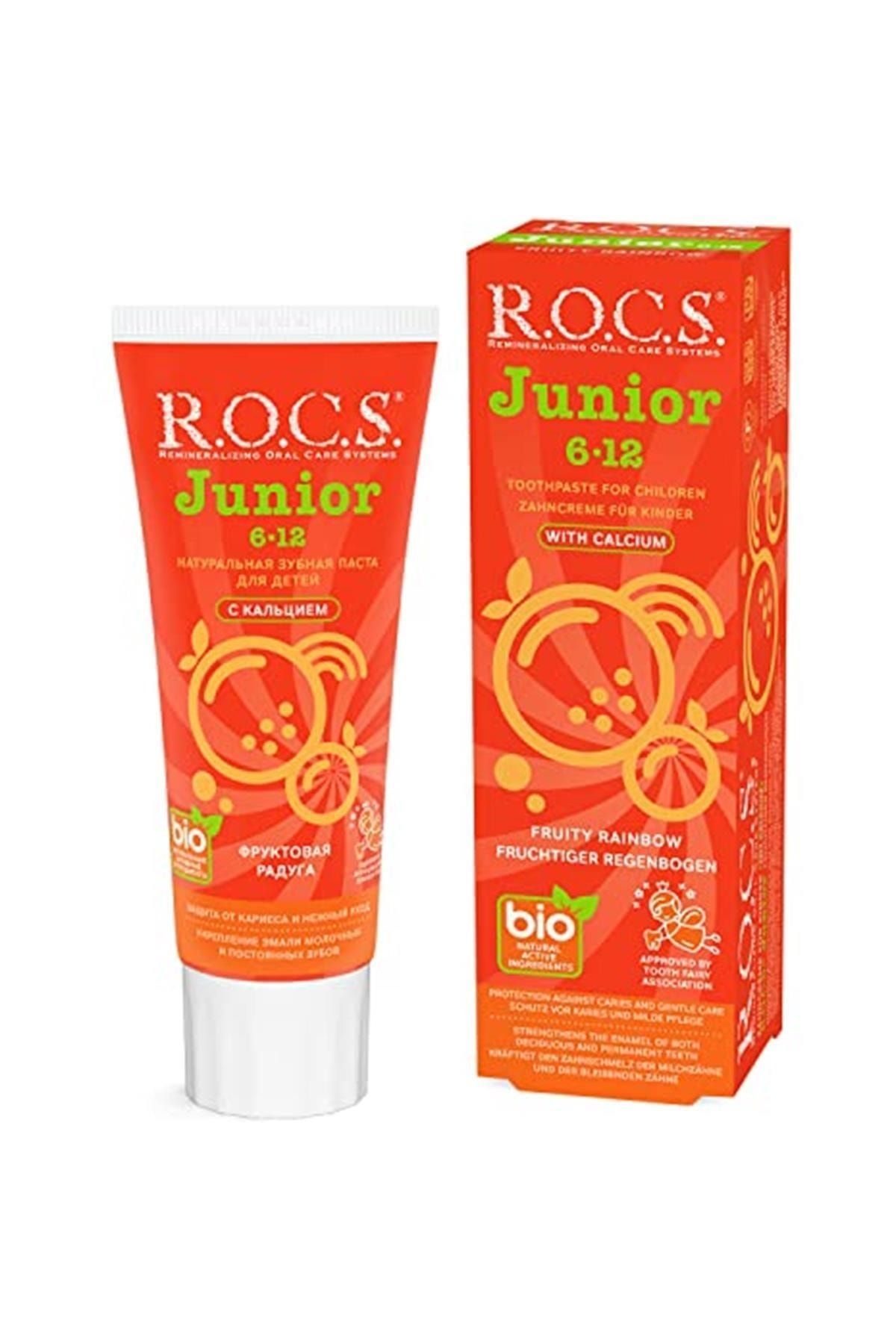 R.O.C.S. Junior Çocuklar İçin Bitkisel İçerikli Diş Macunu 6-12 Yaş Meyveli Gökkuşağı 60ml