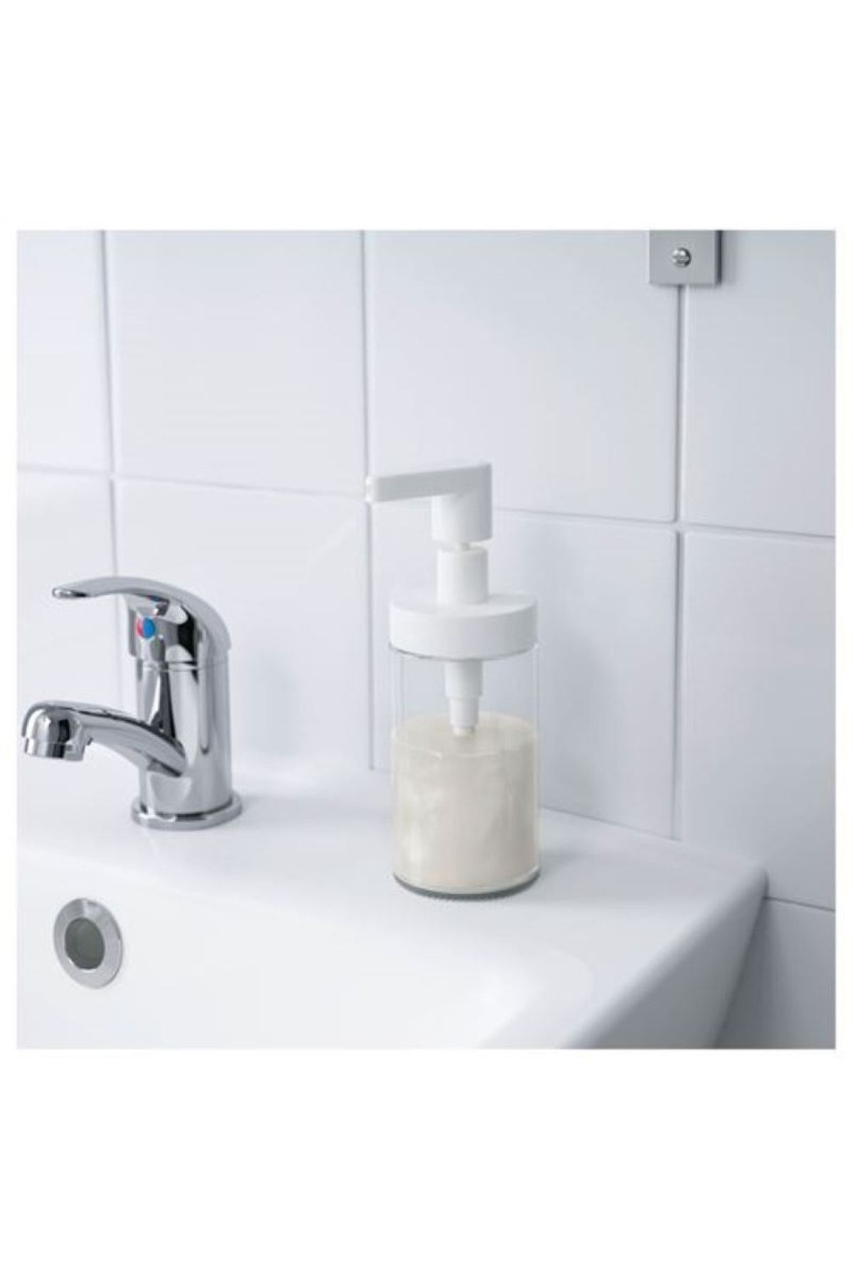IKEA Tackan Sıvı Sabunluk Cam Beyaz Başlıklı