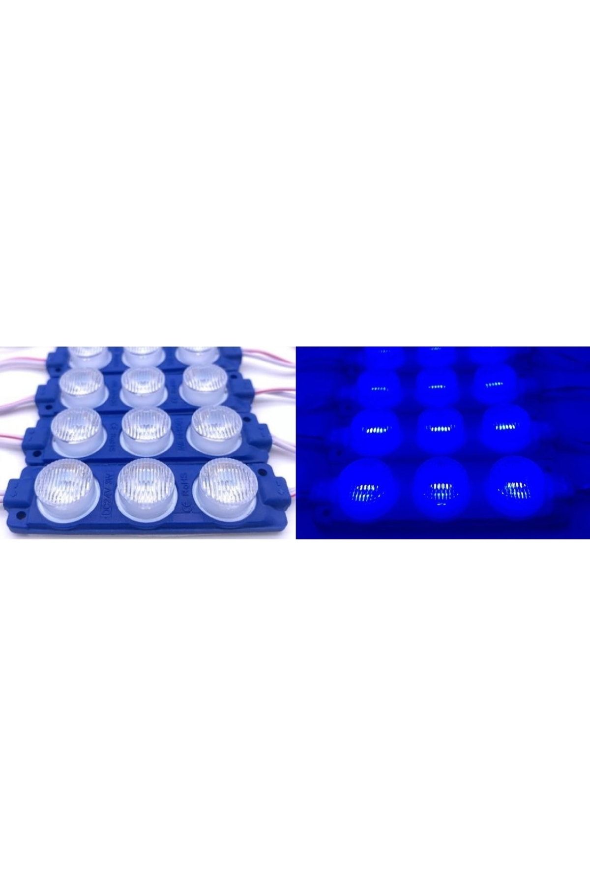 tawitec Mercek 3'lü Led 3 Watt - 12 Volt – Direk Güçlü Işık - Mavi - Kendinden Yapışkanlı - 10 Adet