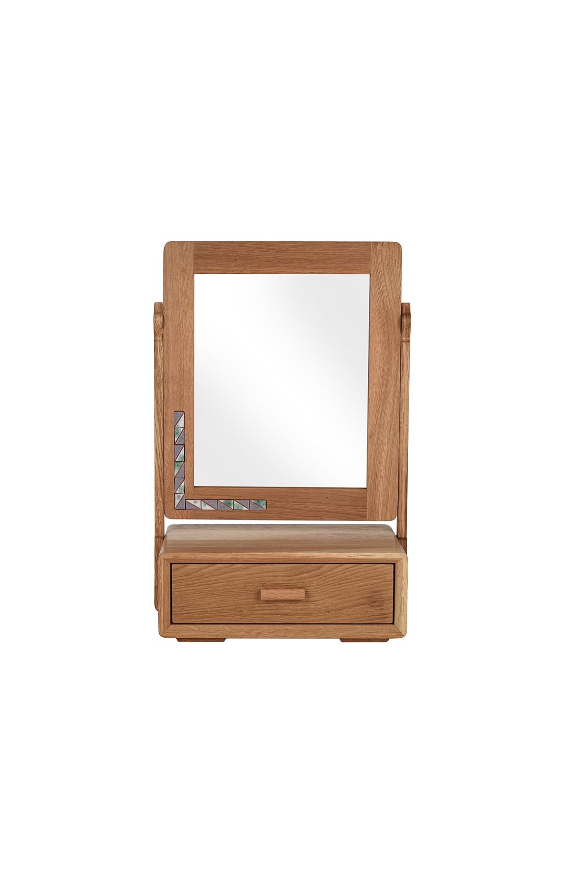 GUGAR WOOD Meşe Ahşap Çekmeceli Ayna Aydolap - Tasarım Çekmeceli Ahşap Ayna- Dekoratif Ayna
