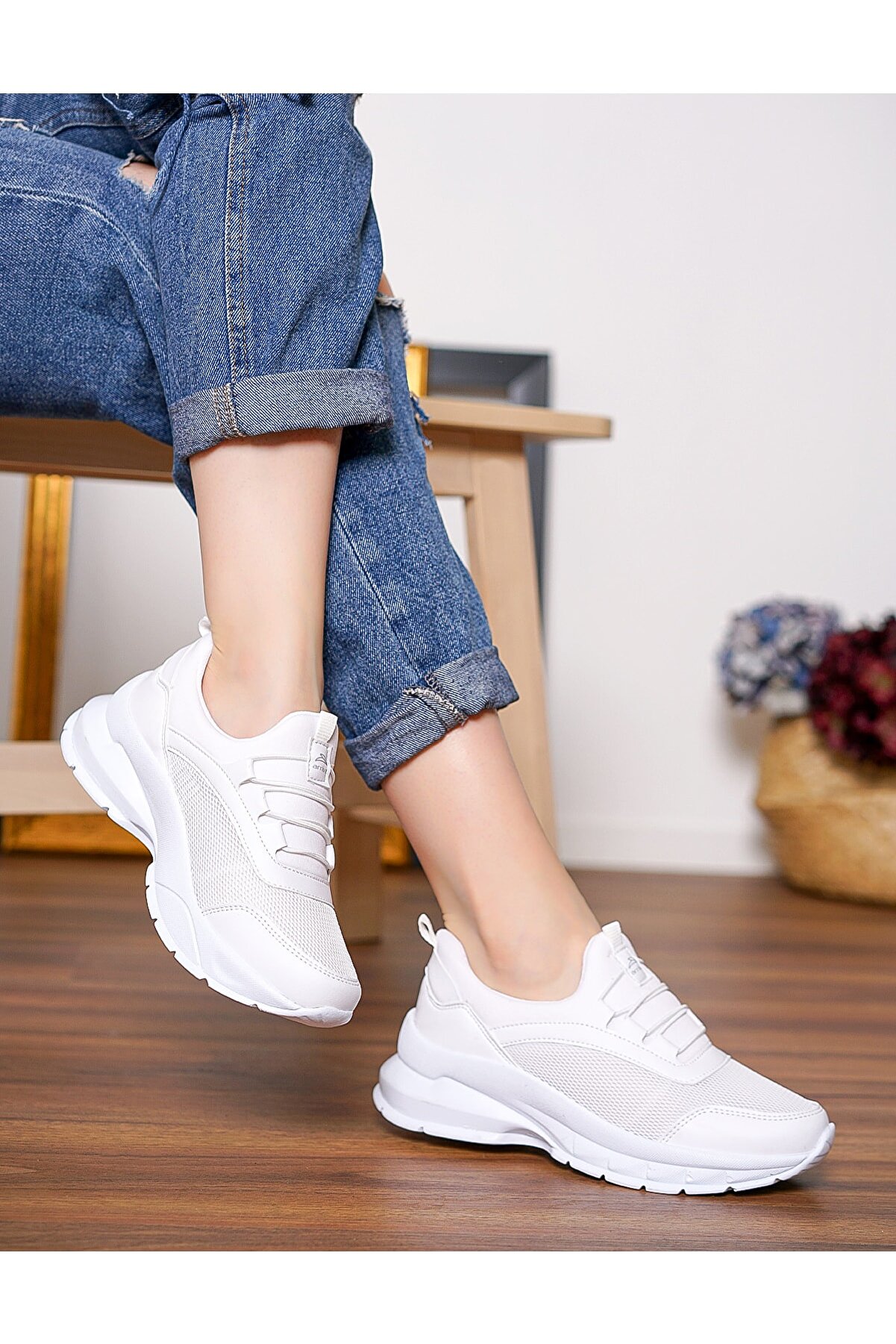 LETAO Ortapedik Kadın Beyaz Günlük Spor Sneaker Yürüyüş Ayakkabı