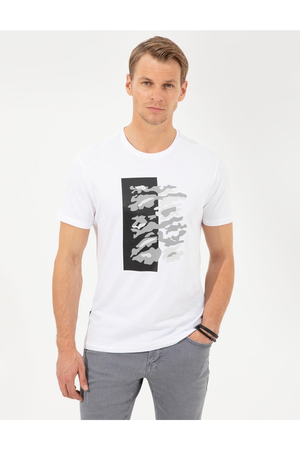 Pierre Cardin Beyaz Slim Fit Bisiklet Yaka T-shirt