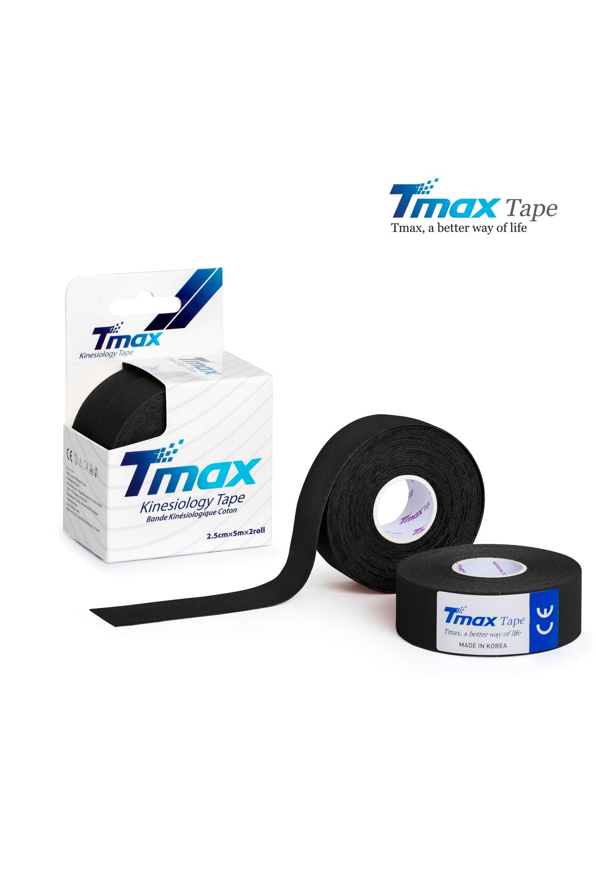 TMAX Kinesio Tape Ağrı Bandı 2,5 Cm X 5 Metre Siyah Renk – 2 Adet