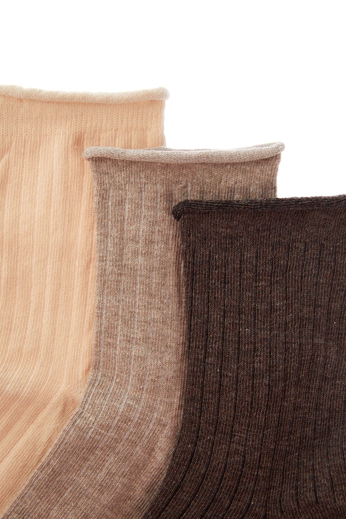 TRENDYOLMİLLA Çok Renkli 3'lü Paket Pamuklu Örme Soket Çorap THMAW23CO00115