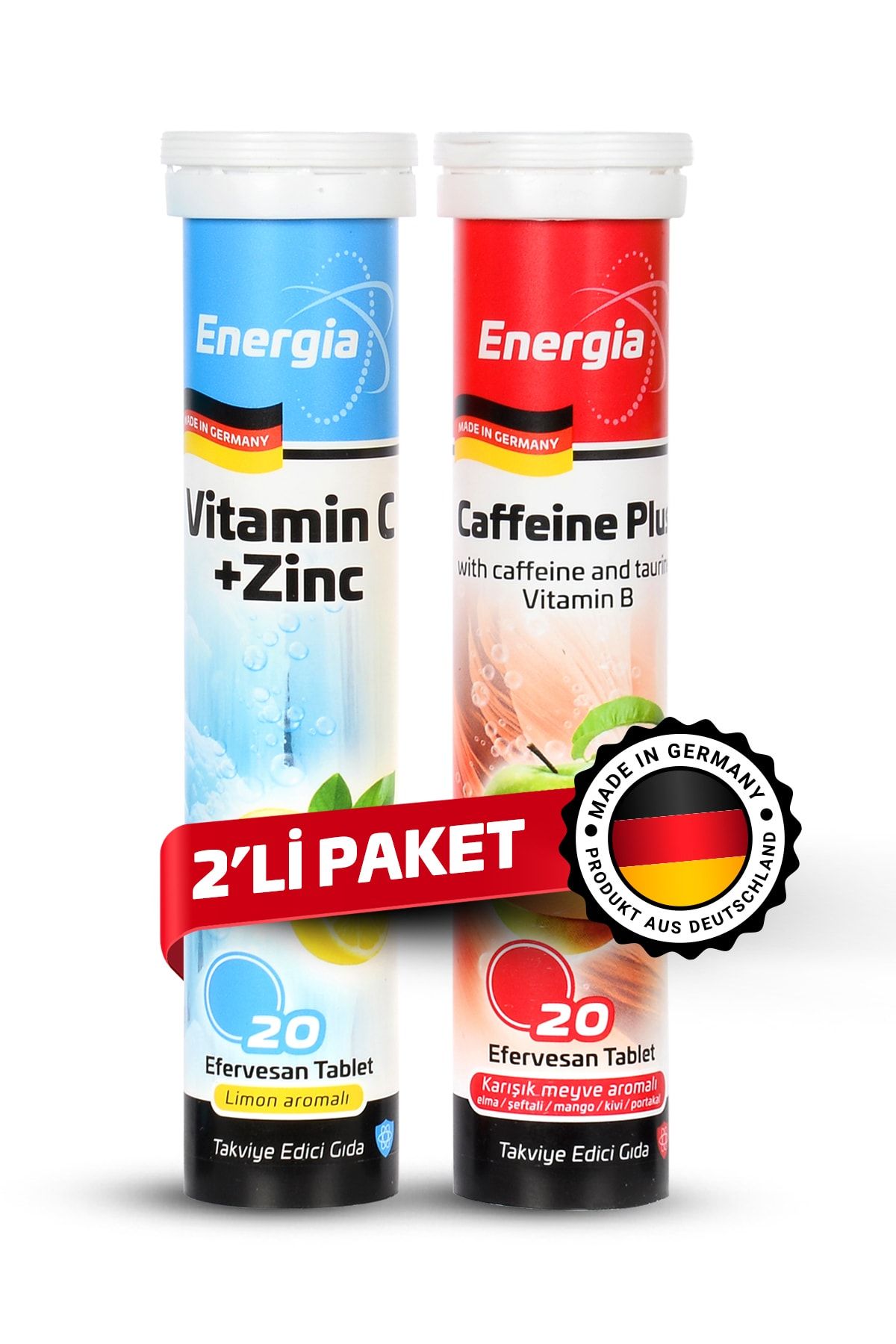 Energia ® Vitamin C Ve Çinko Kafein Plus Efervesan Tablet Takviye Edici Gıda