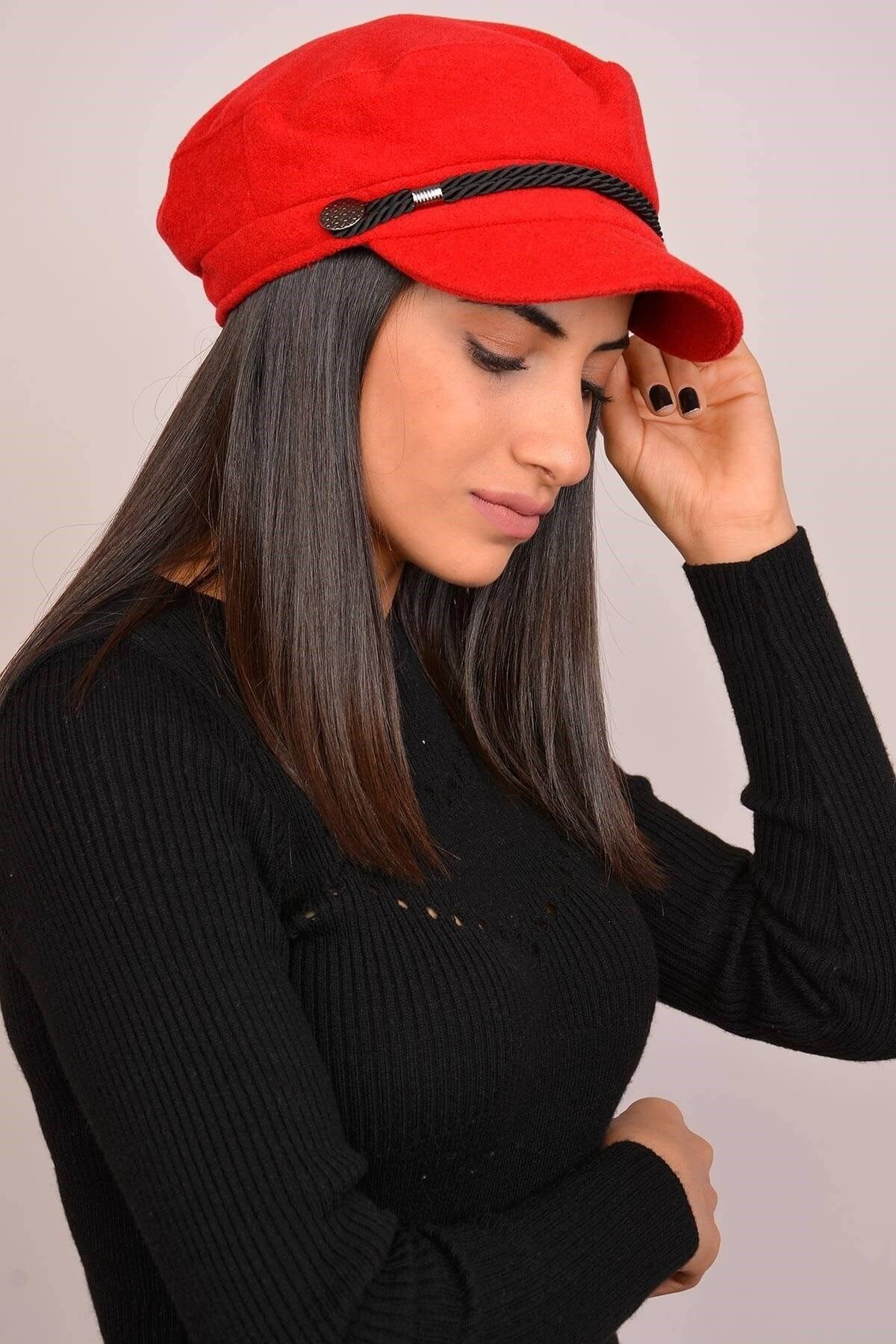 Mossta Kadın Düz Kırmızı Şapka