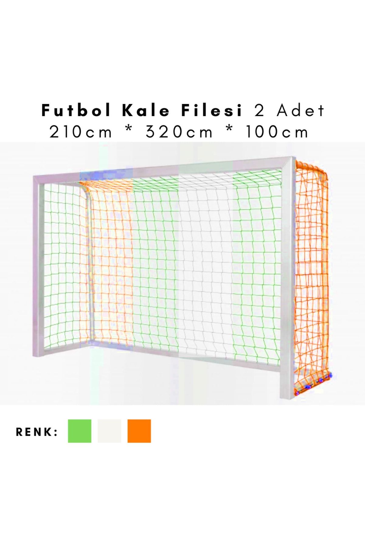 ÖZBEK Futbol Kale Filesi - Halı Saha Kale Ağı 210 x 320 x 100 cm 2 Adet File