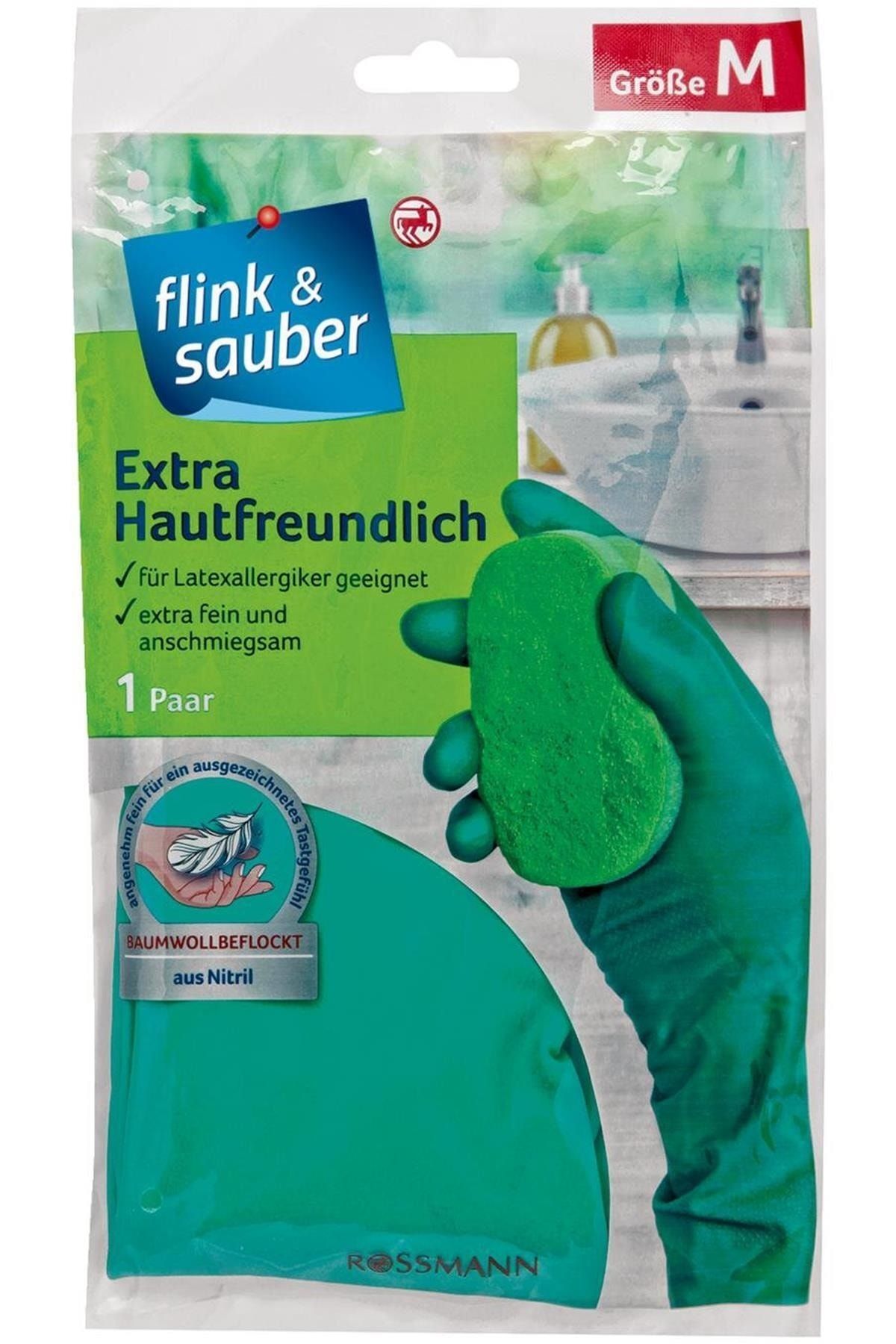 Flink Sauber Flink & Sauber Nitril Eldiven Hassas, Lateks Içermez, Orta yeşil