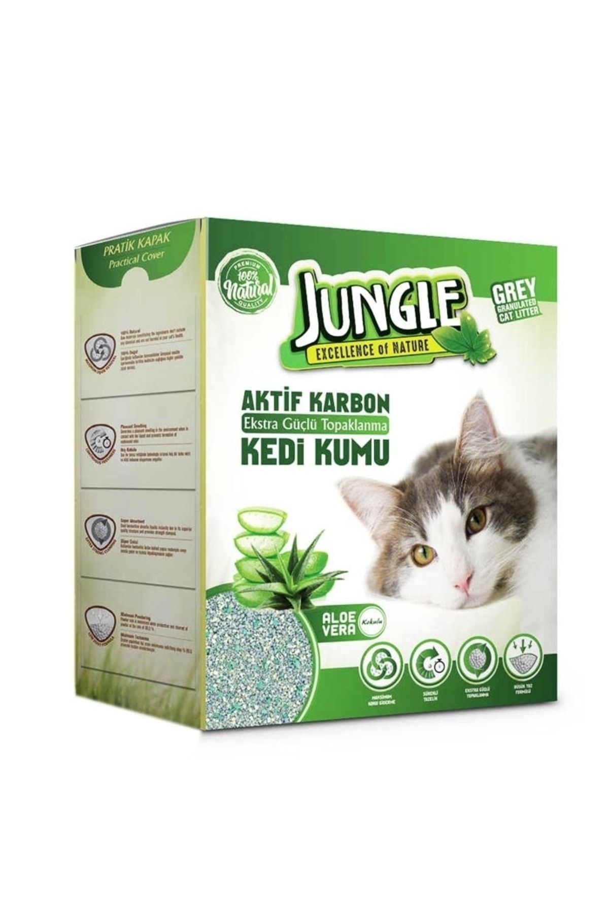 Jungle 6 Lt Karbonlu Grey Aloe Vera Kedi Kumu