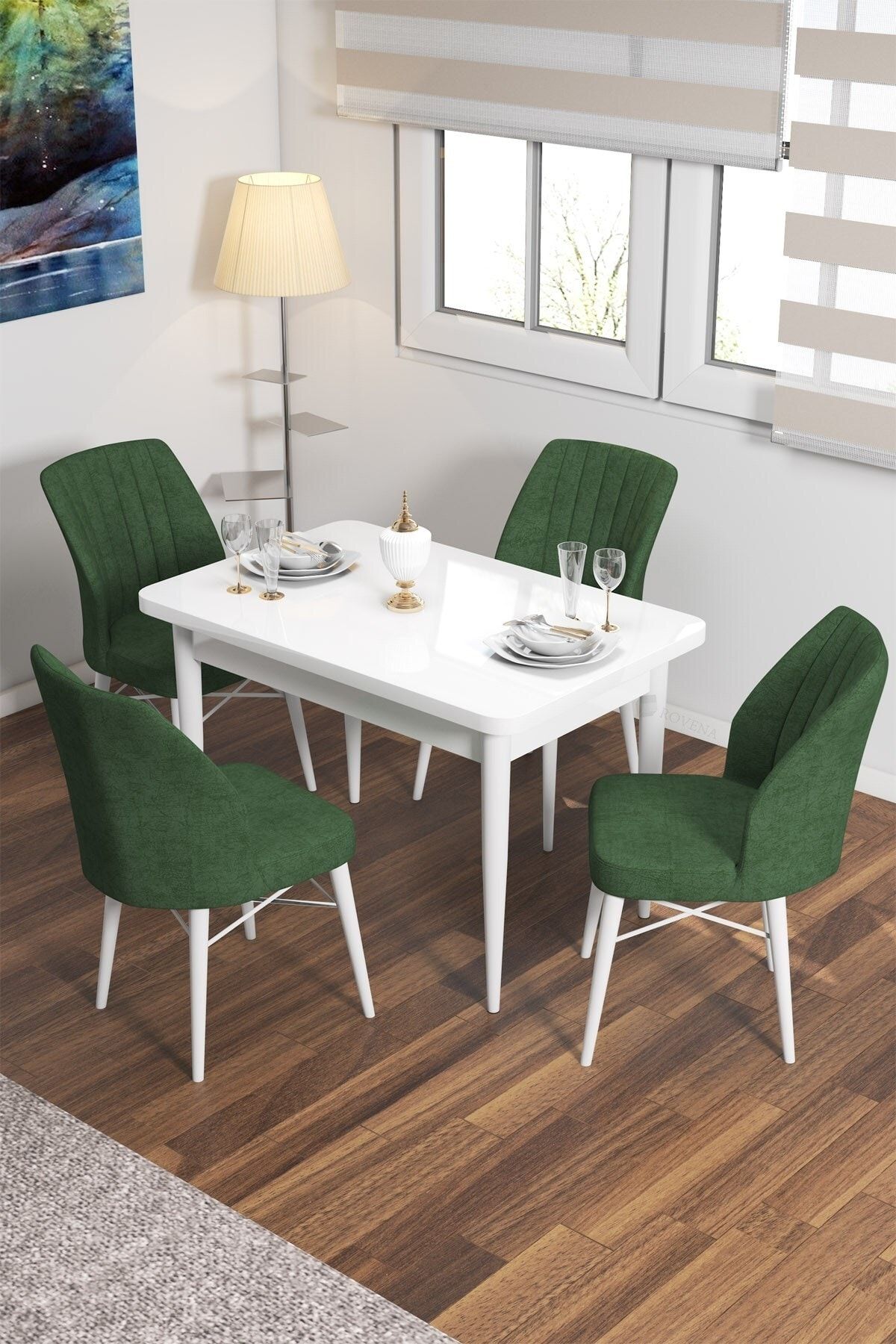 Rovena Neri Beyaz 70x110 Sabit Mutfak Masası 4 Sandalye