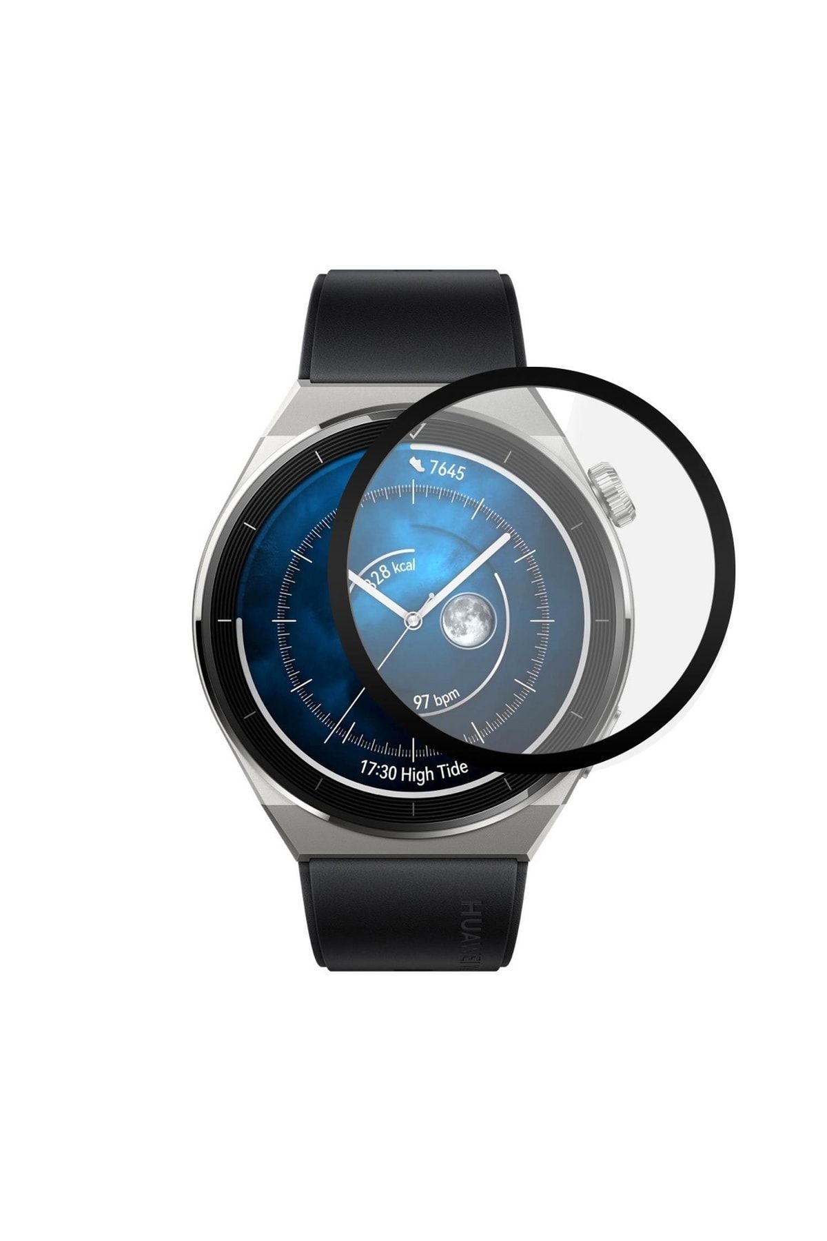 Microsonic Huawei Watch Gt 3 Pro 46mm Titanyum Tam Kaplayan Temperli Cam Full Ekran Koruyucu Siyah