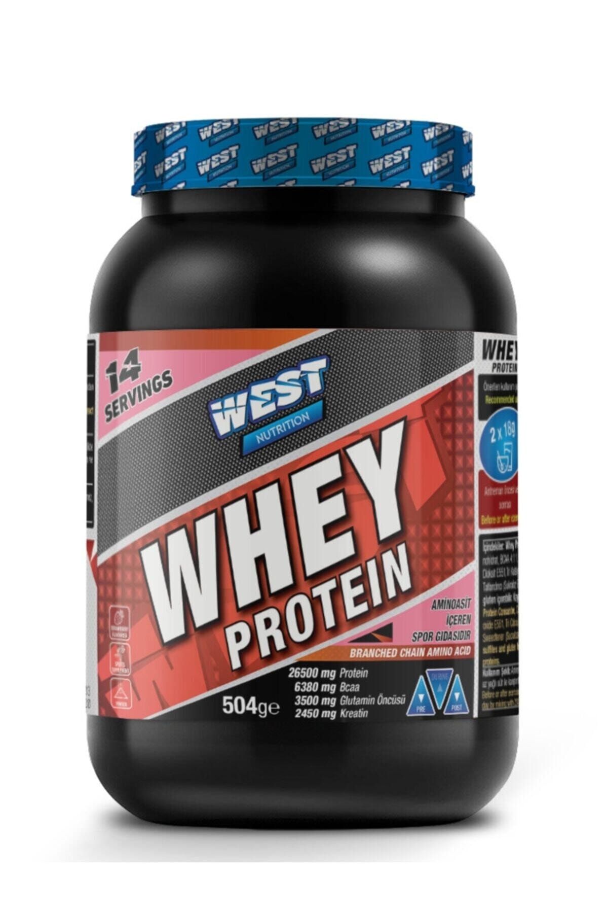 West Nutrition Whey Protein Tozu 504 gr Çilek Aromalı