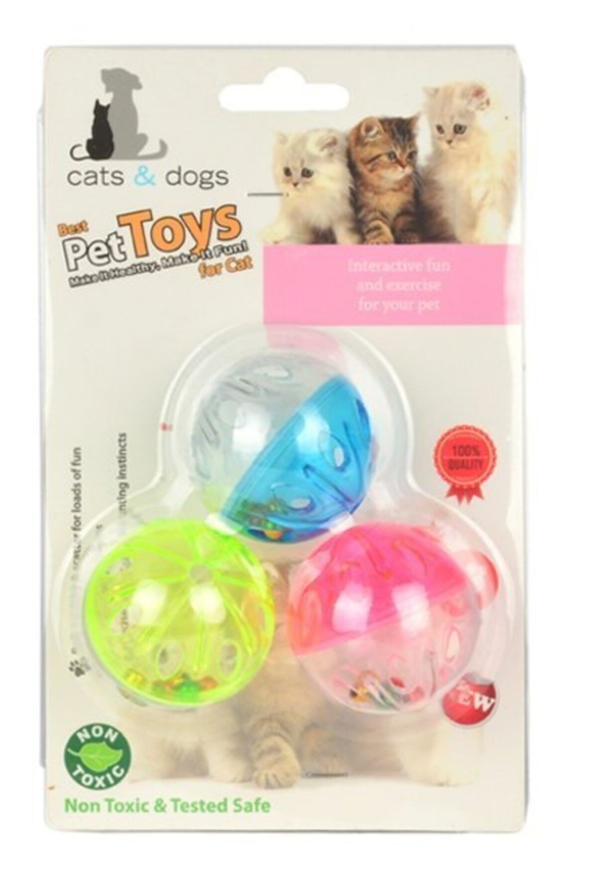 Happy Pet Kedi Oyun Topu Renkli Zilli 3'lü