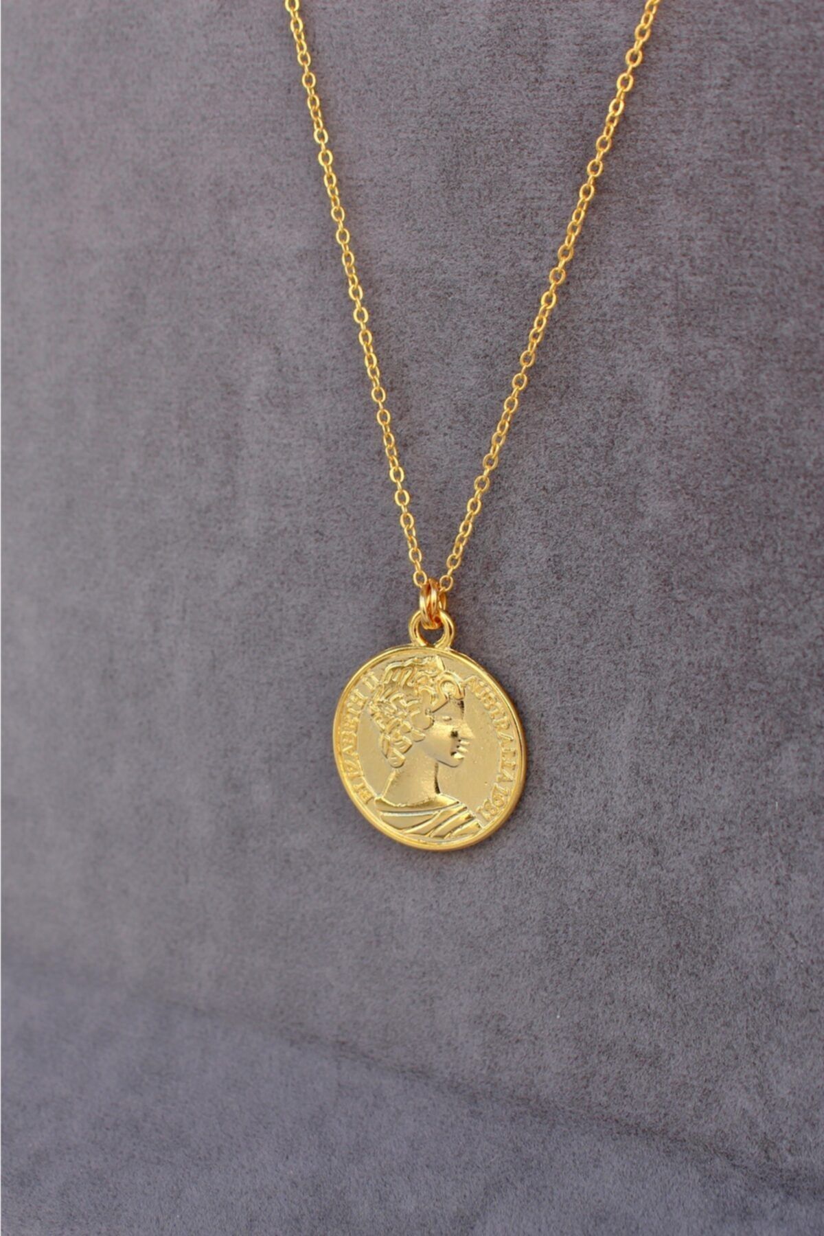 Yelda's Altın kaplama madalyon kolye  - elizabeth madalyon