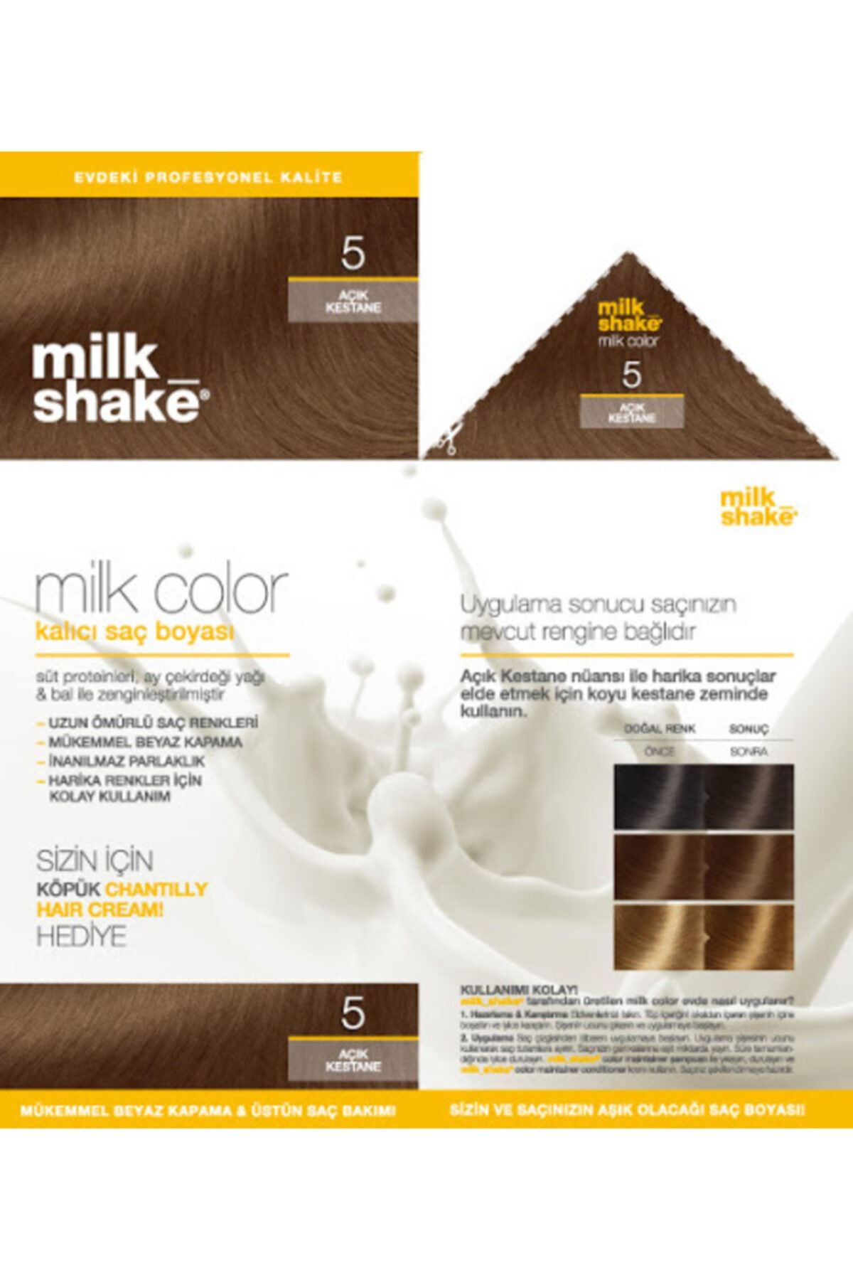 Milkshake Color Krem Saç Boyası 60 ml 5 Açık Kestane