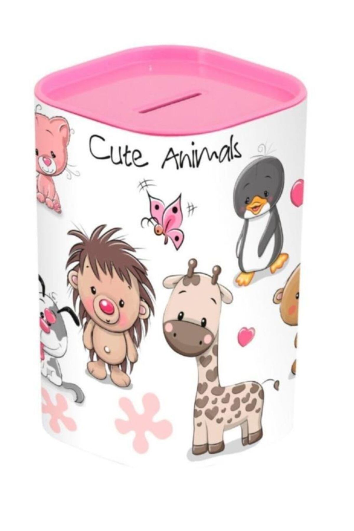 Herevin Pembe Hayvanlar Kız Çocuk Kumbarası Desenli 161495-001
