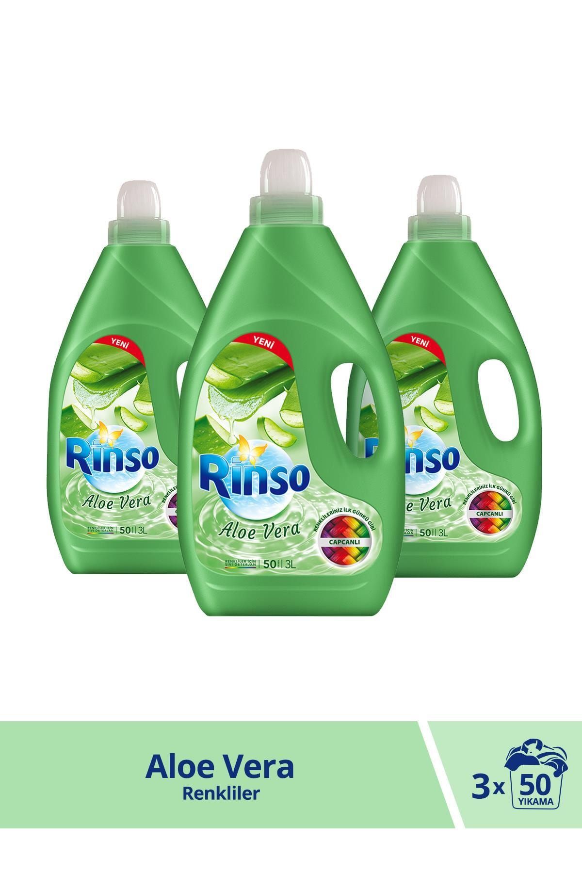 Rinso Aloe Vera Renkliler için Sıvı Çamaşır Deterjanı 3000 ML 50 Yıkama x 3 Adet