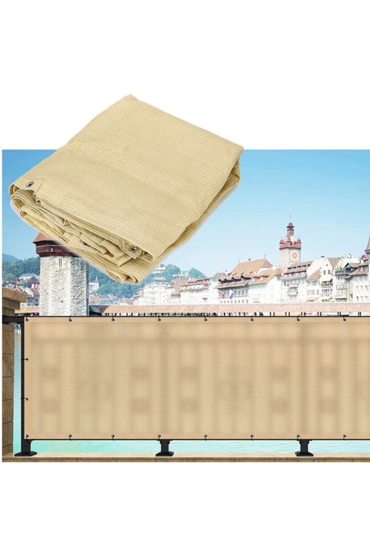 Asenya Krem 0,50x4 m Gölgelik File Balkon Demiri Örtüsü Balkon Bezi Brandası