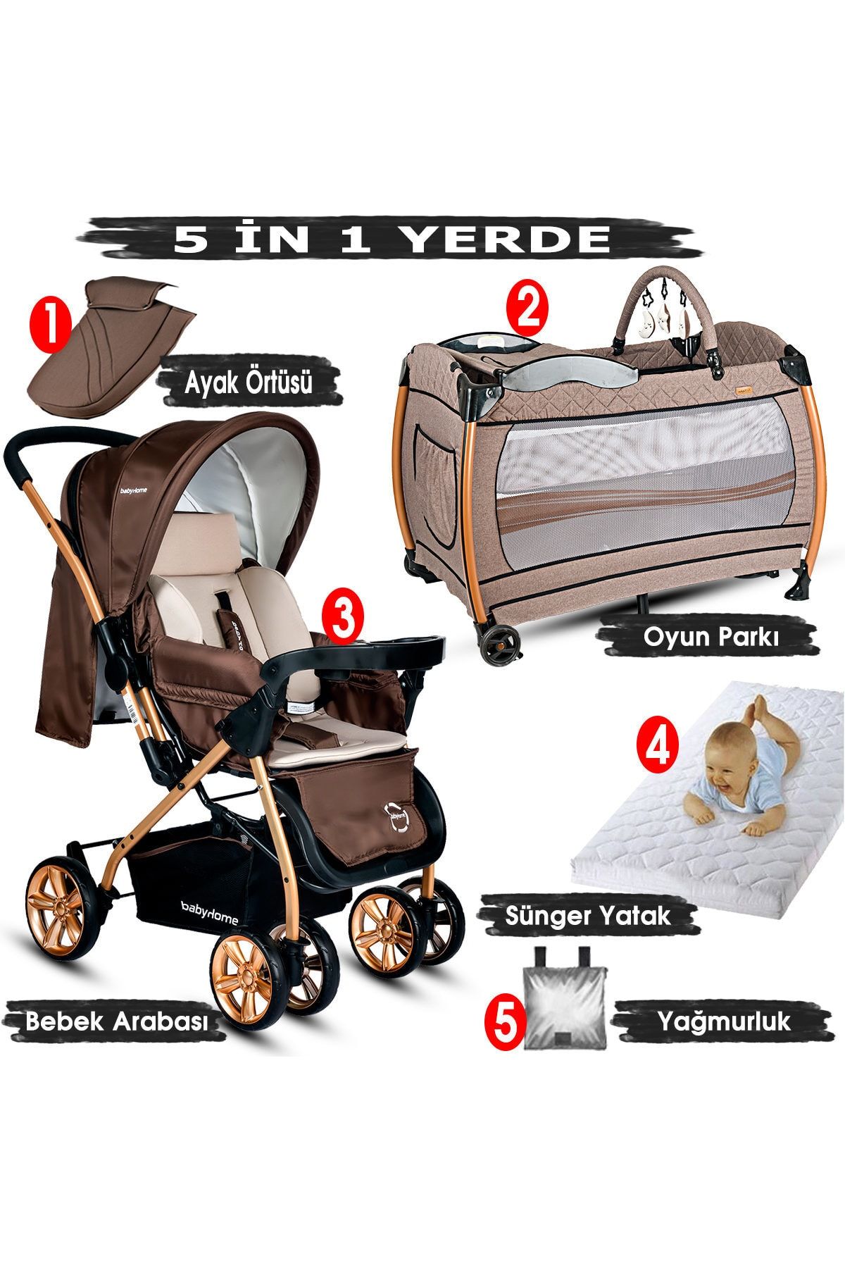 Baby Home 760 Çift Yönlü Bebek Arabası + 600 Nanny Bebek Oyun Parkı Yatak Park Beşik