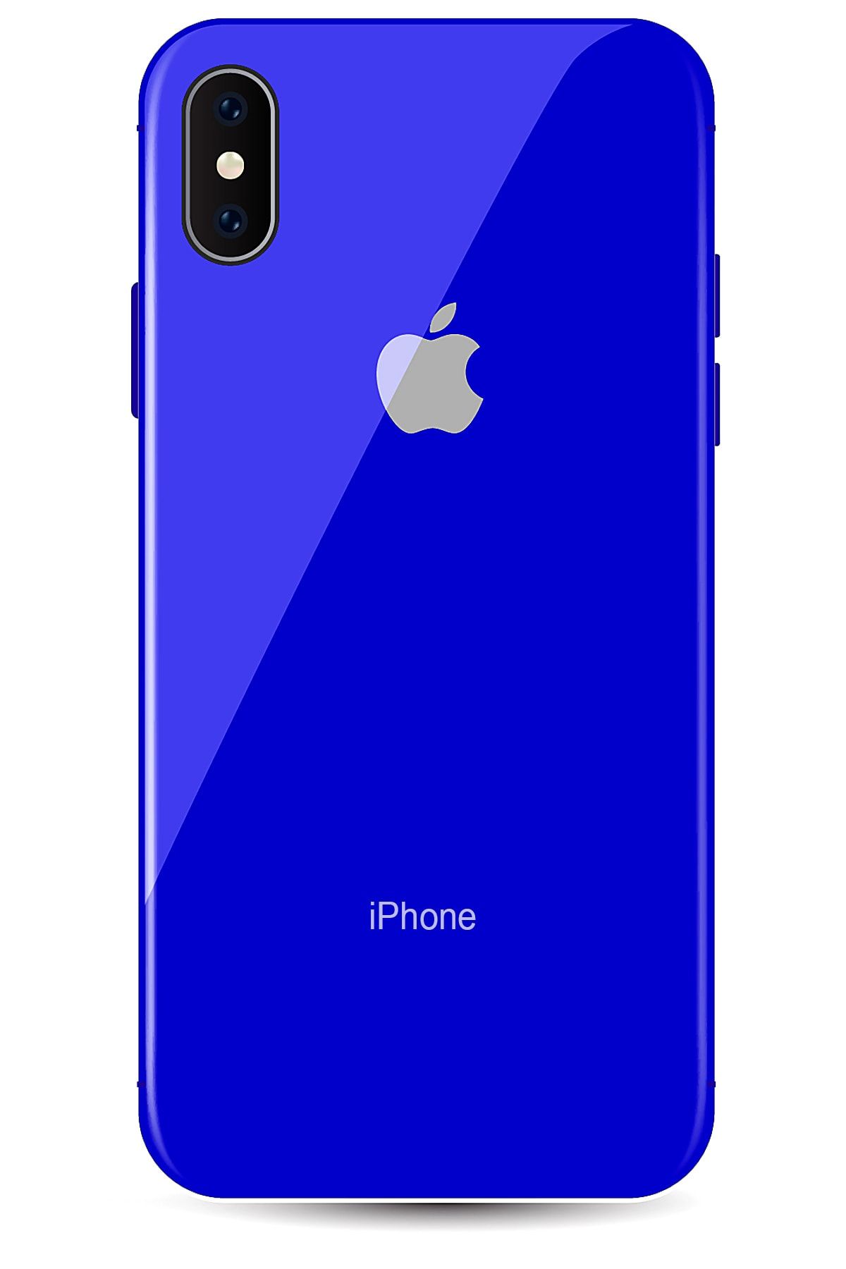 Ebotek Apple Iphone X Cam Kılıf Yanları Silikon Kapak Mavi