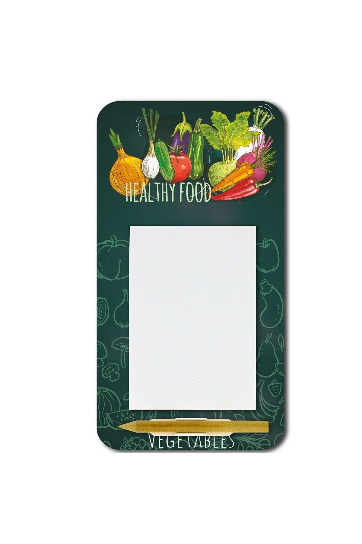 WuW Sağlıklı Yiyecek Desenli Magnetli Kalemli Notluk Buzdolabı Magneti