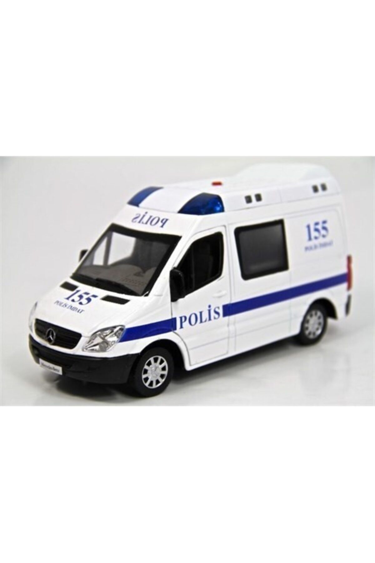 Vardem 1:32 Işıklı Sesli Metal Polis Arabası (Mercedes Benz Sprinter) /