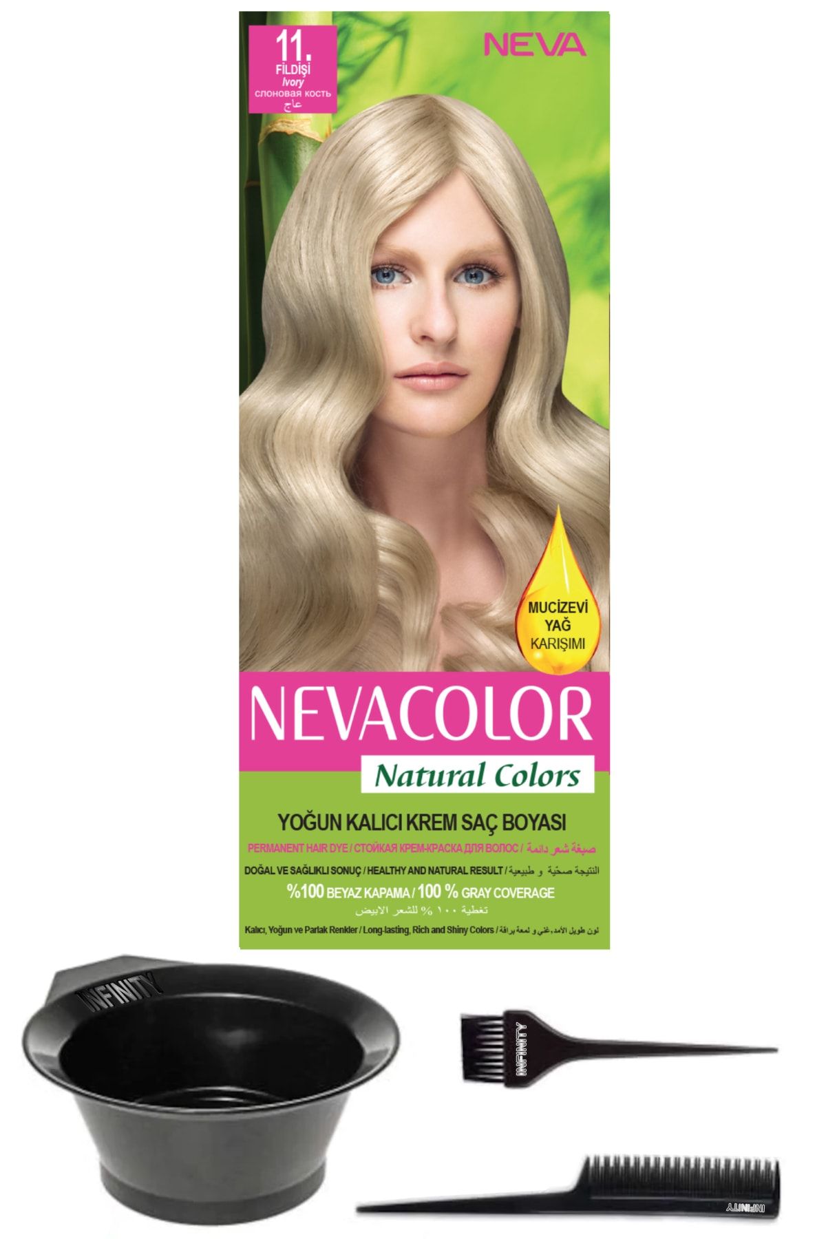 Neva Color Fildişi Kalıcı Krem Saç Boyası Ve Saç Boyama Seti Natural Colors 11