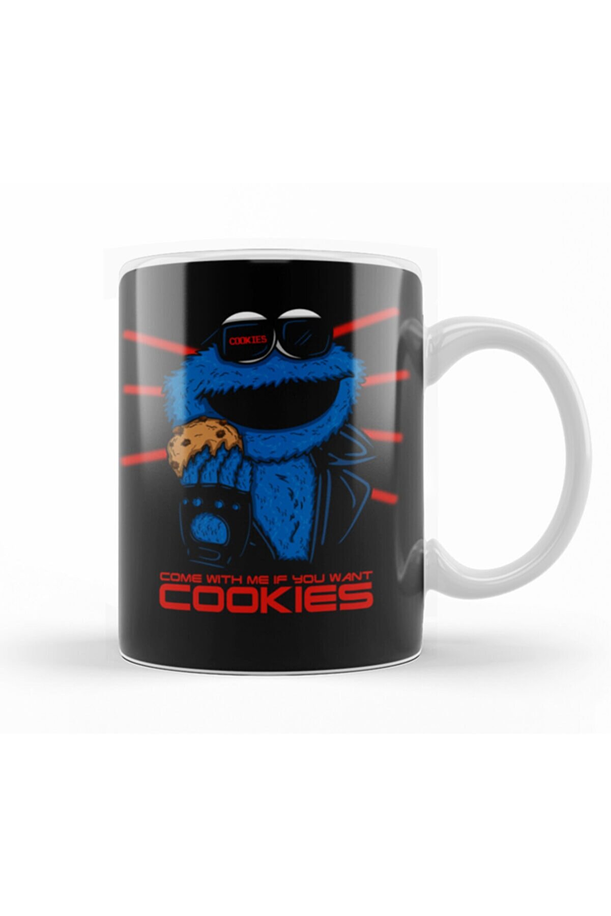 Baskı Dükkanı Cookie Monster The Cookienator Kupa Bardak Porselen