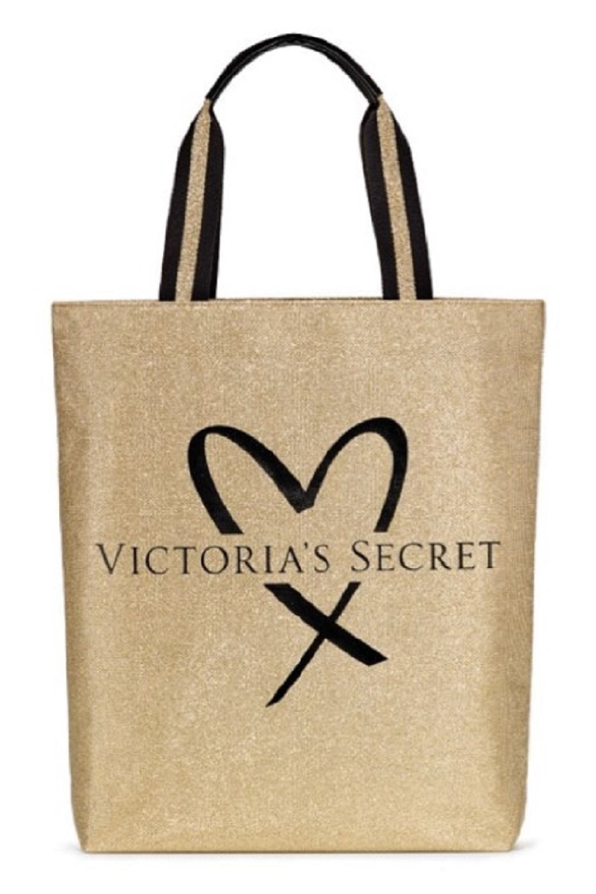 Victoria's Secret Vs Official Fashion Show Glamour Glitter Gold Tote With Heart Logo