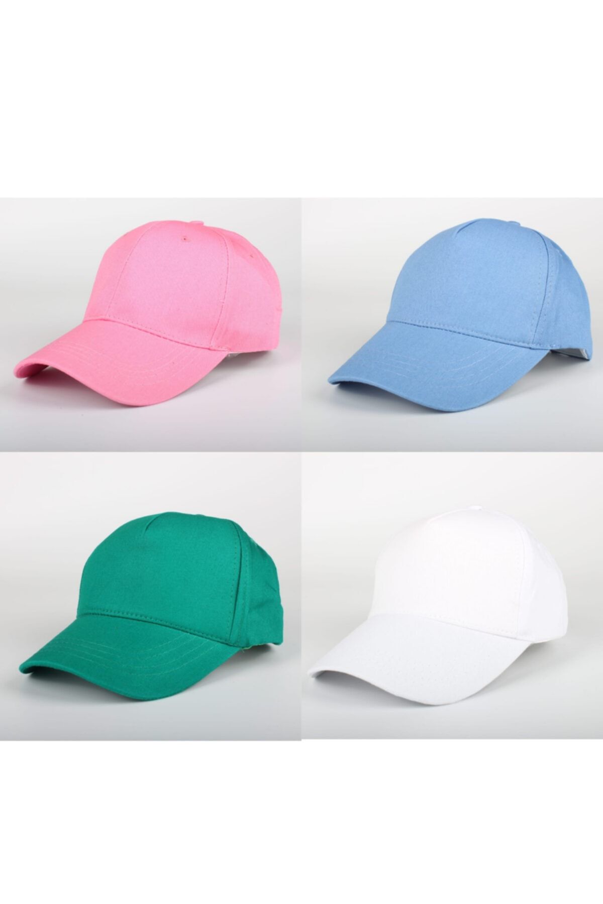 SİYASA Düz Renk Şapka 4lü Kombin Seti