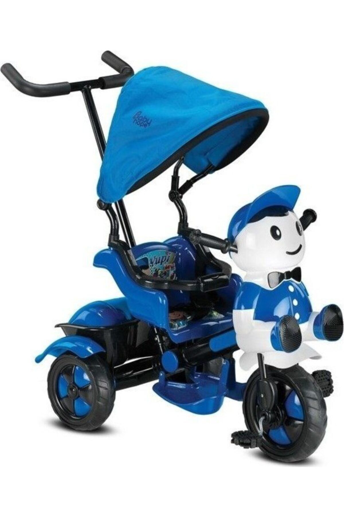 Babyhope 125 Yupi Pandaebeveyn Kontrollü Tenteli Müzikli Tricycle Üç Teker Bisiklet -Mavi