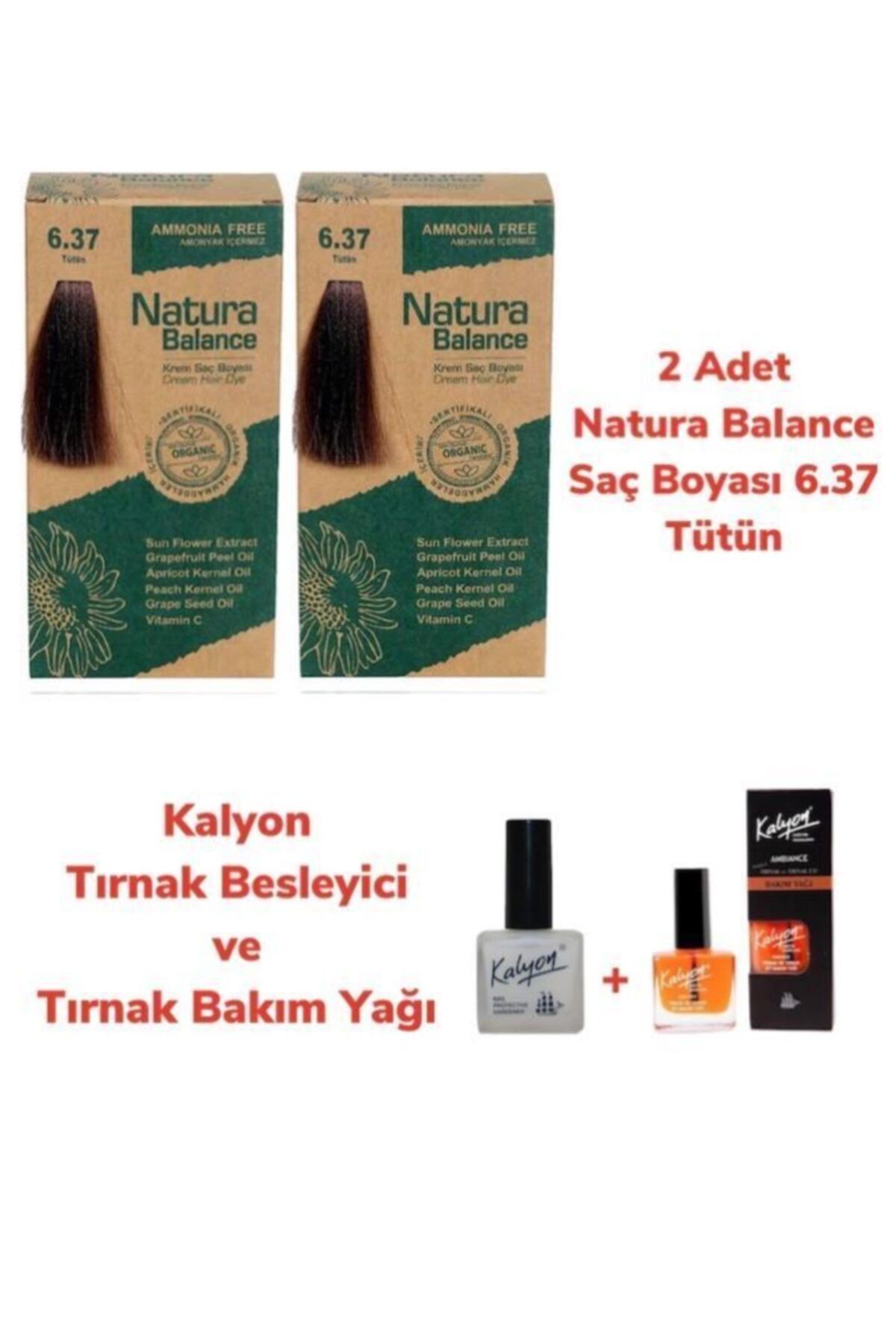 NATURABALANCE Balance Saç Boyası 6.37 Tütün 2 Adet + Kalyon Tırnak Besleyici Ve Bakım Yağı