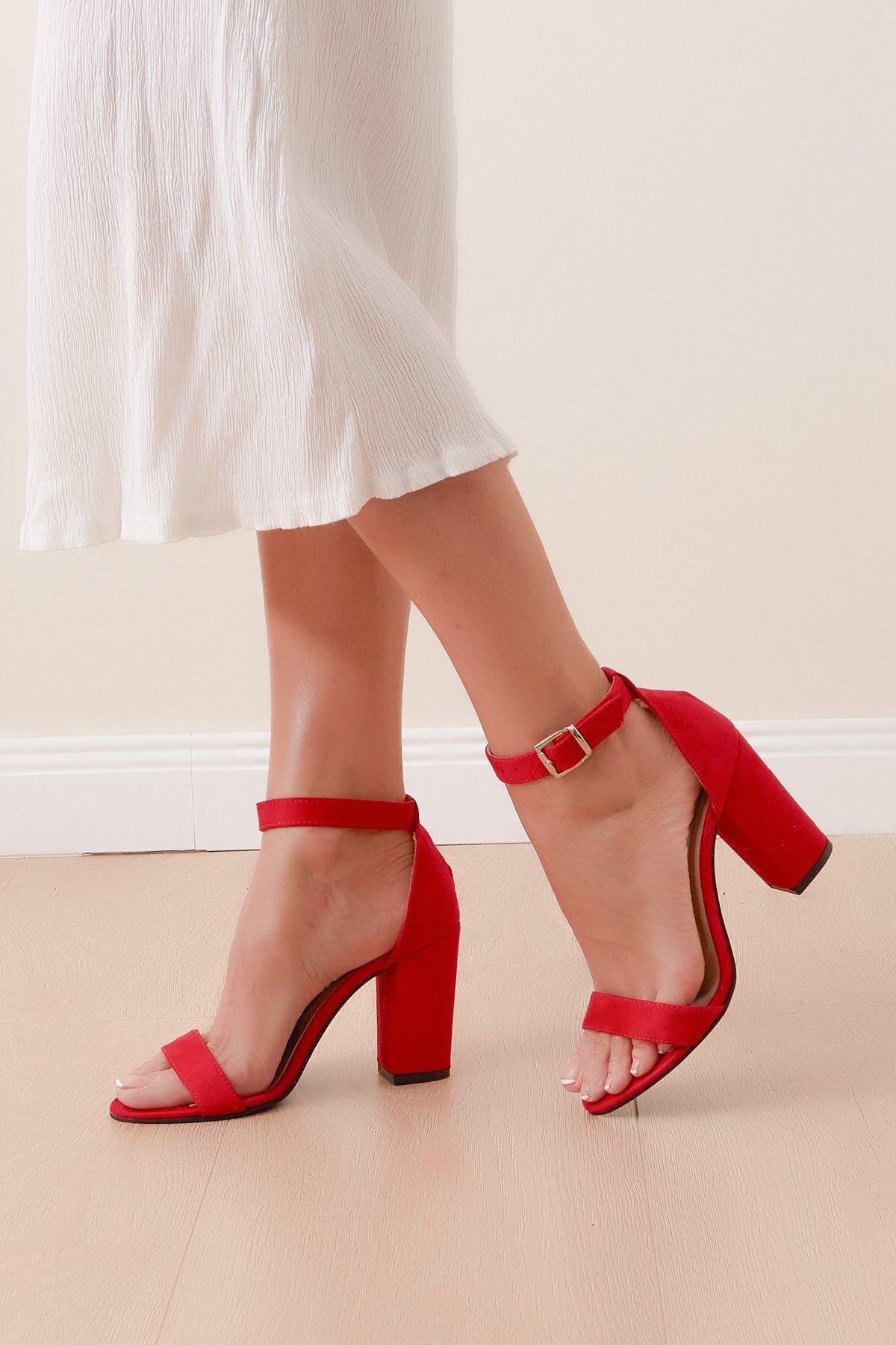 Shoes Time Kadın Kırmızı Topuklu Ayakkabı 20y 205