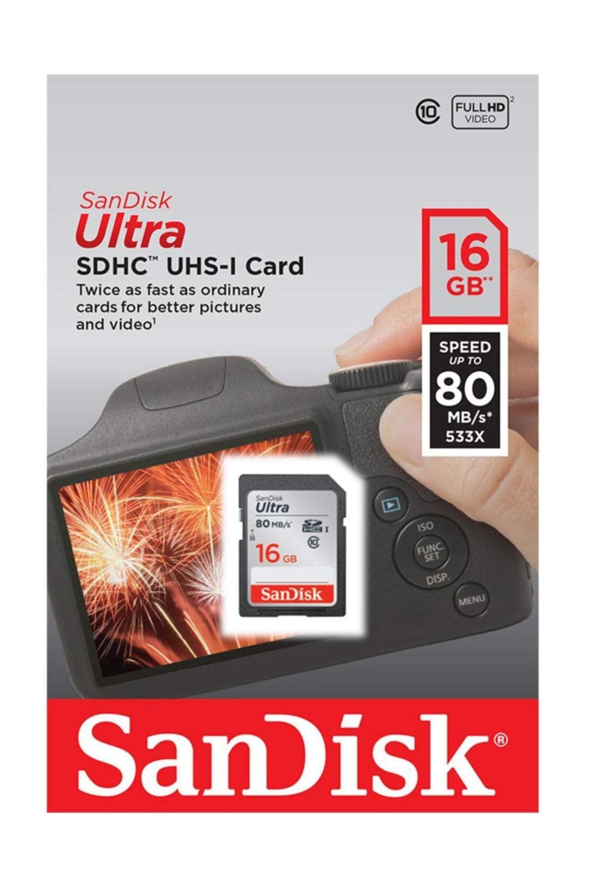 Sandisk Ultra SDHC 80MB/s Class 10 UHS-I Hafıza Kartı  16  GB SDSDUNC-016G-GN6IN